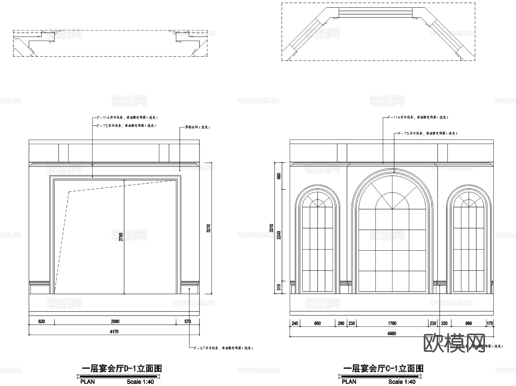 欧式宴会厅室内家装CAD施工图cad施工图