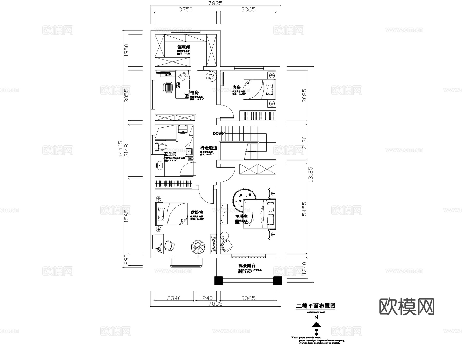 现代二层别墅室内家装CAD施工图cad施工图