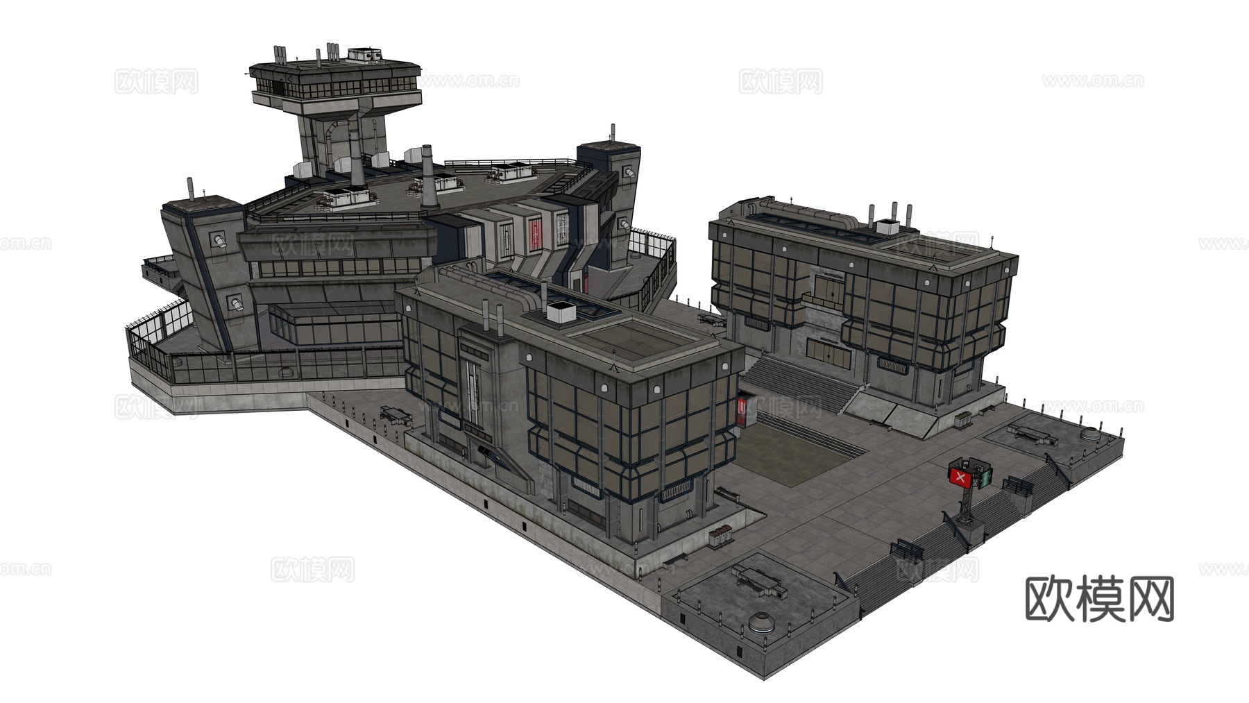 工业建筑 赛博朋克建筑 科幻建筑 城市建筑 工业城市建筑su模型
