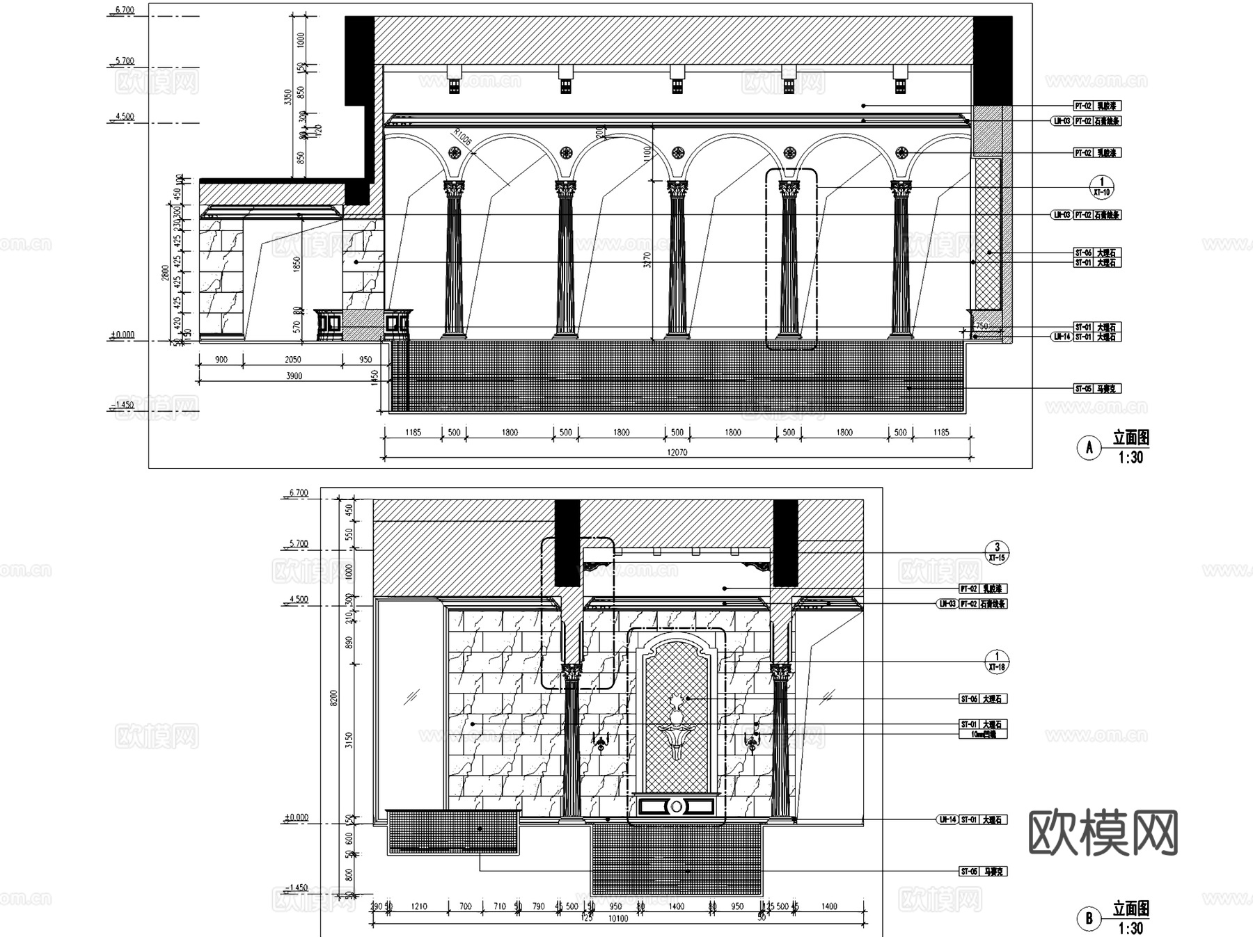 欧式古典二层别墅室内家装CAD施工图整套cad施工图