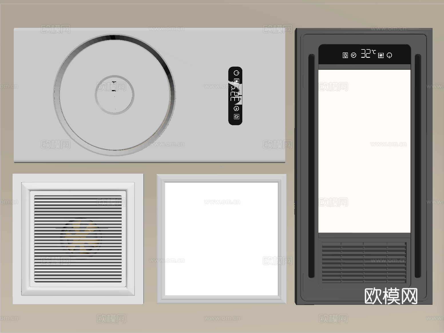 现代浴霸 集成浴霸 风暖浴霸灯 取暖器su模型