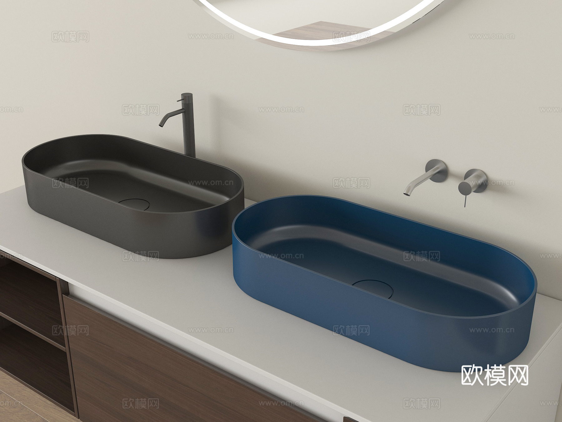 现代台上盆 洗手盆 水龙头3d模型