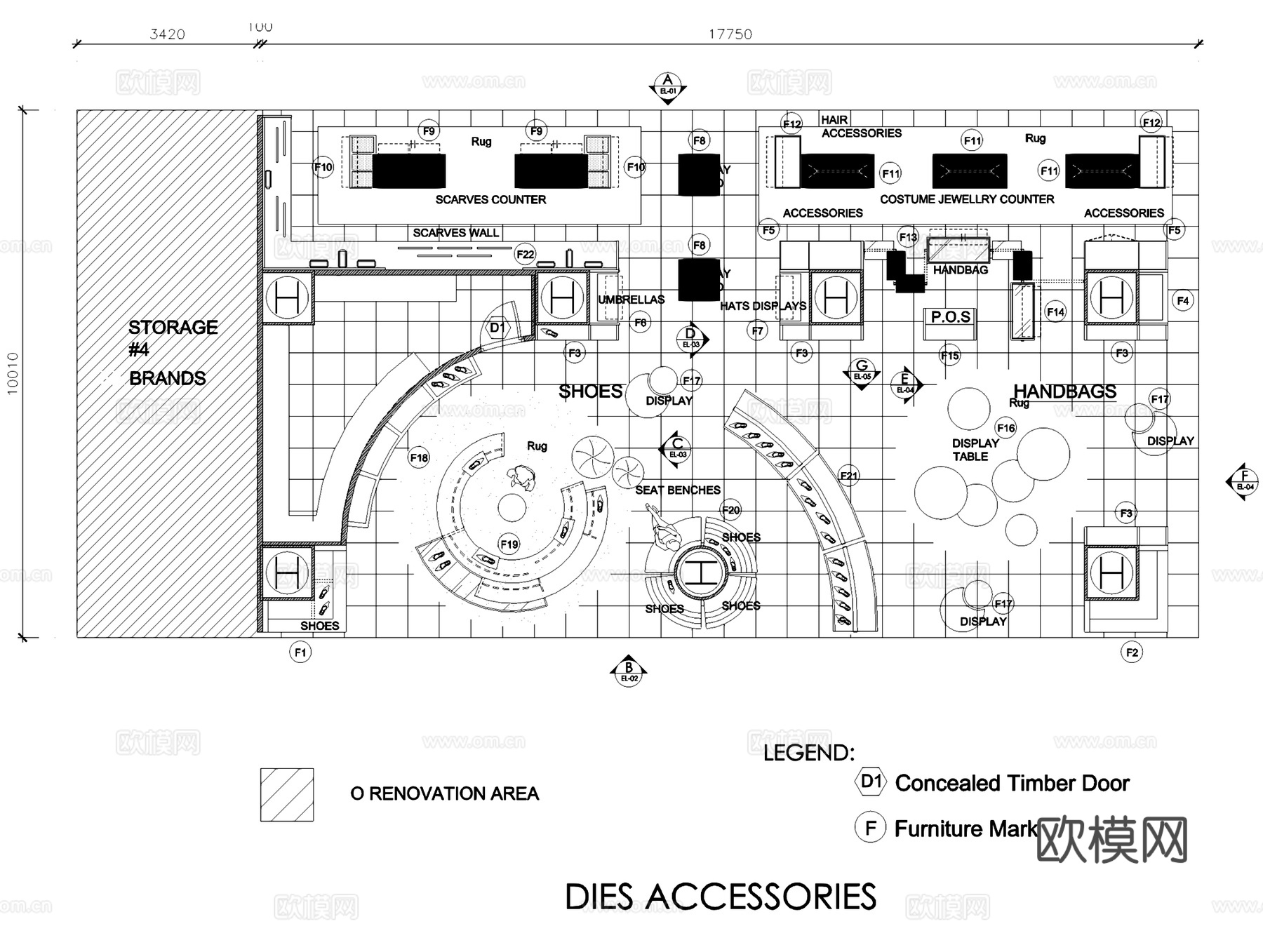 澳门新八佰伴百货女装部服装店室内工装CAD施工图cad施工图