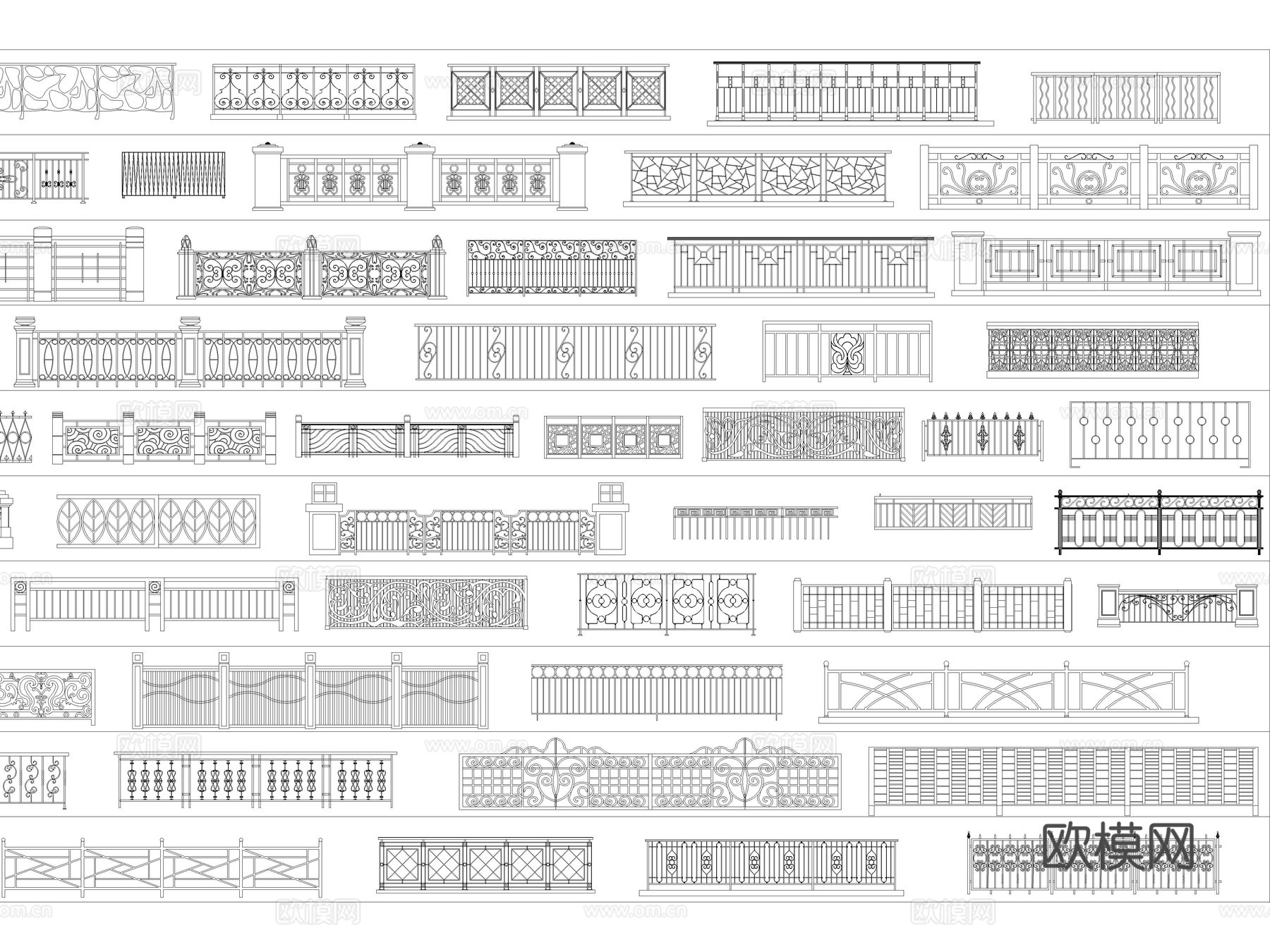 2026年最新超全铁艺栏杆护栏围栏CAD图库cad施工图
