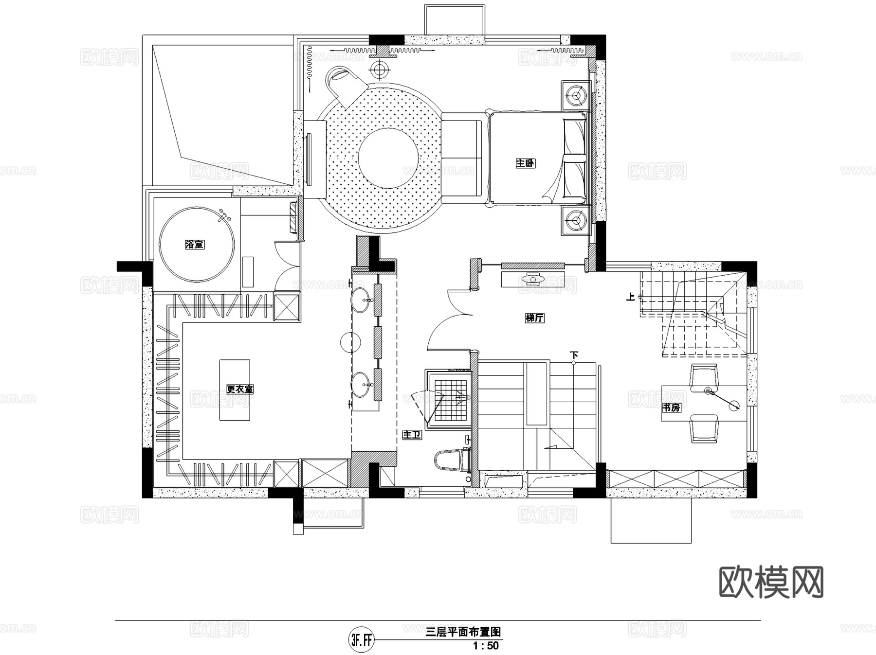 上海万科燕南园C户型四层别墅室内家装CAD施工图整套cad施工图