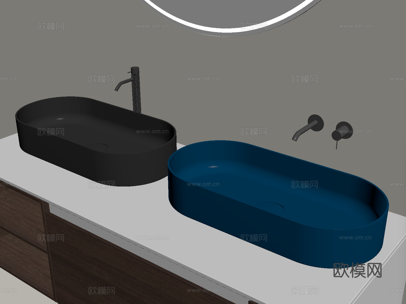 现代台上盆 洗手盆 水龙头su模型