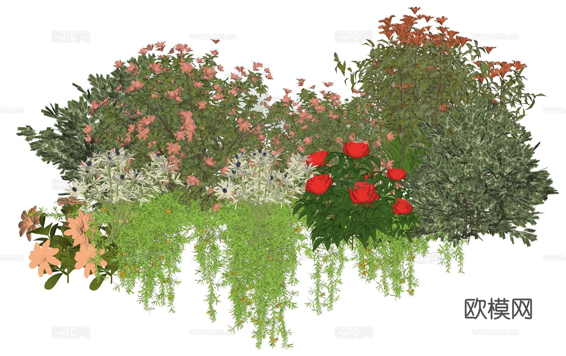 现代庭院植物堆景观组合su模型