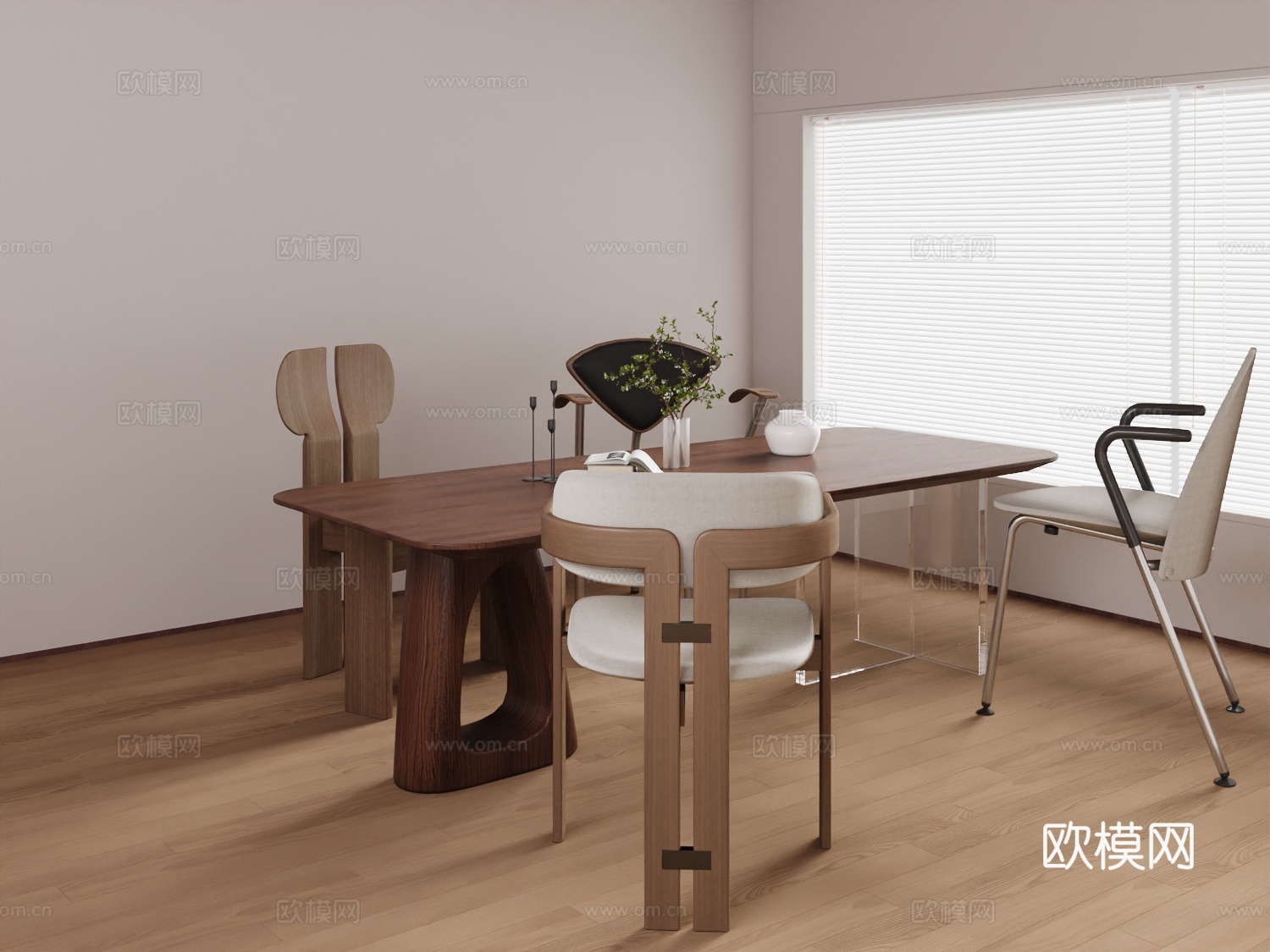 中古餐桌椅3d模型下载