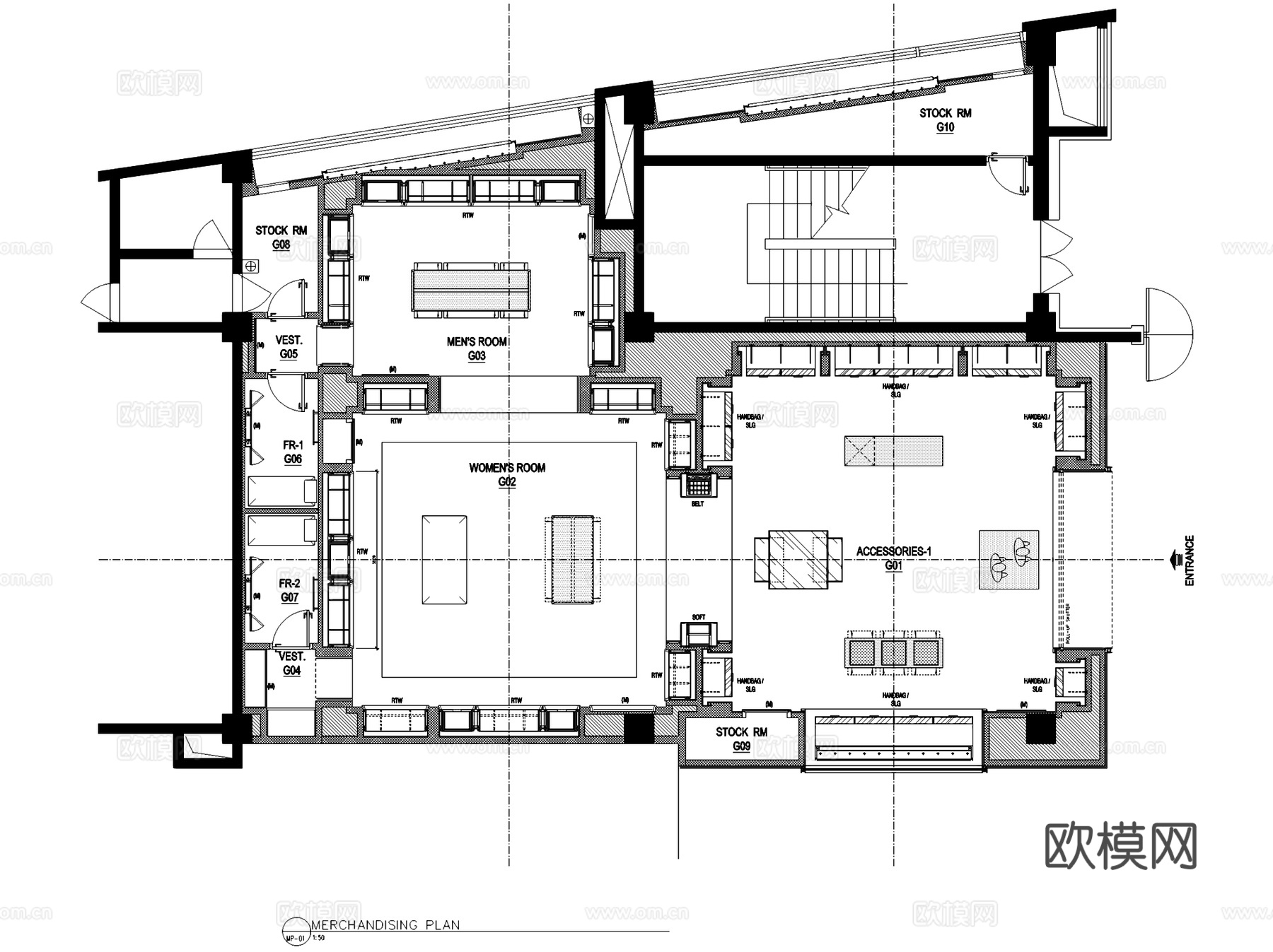 巴宝莉BURBERRY福州东方店服装店室内工装CAD施工图cad施工图
