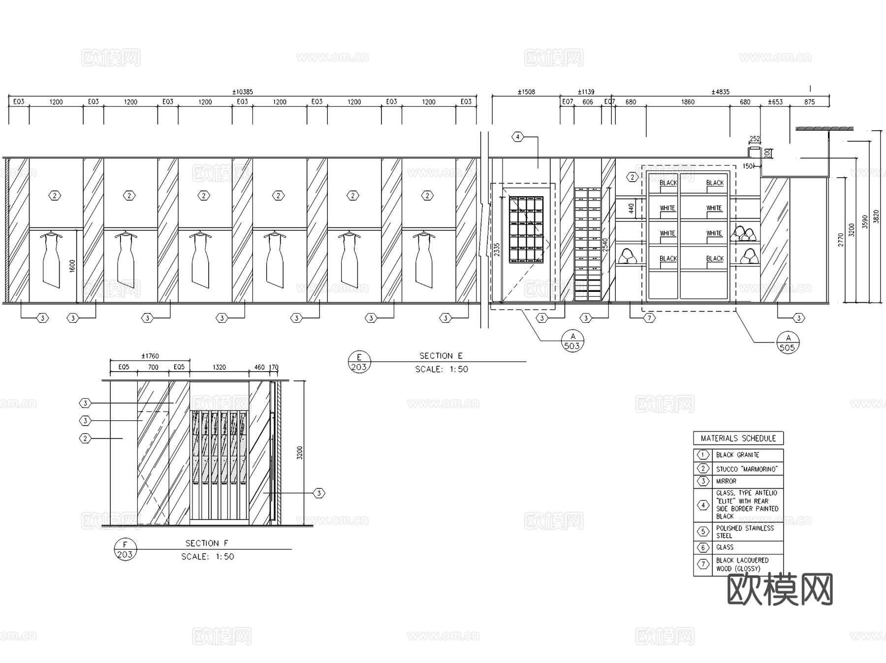 VERSACE范思哲意大利奢侈品牌服装店室内工装CAD施工图cad施工图