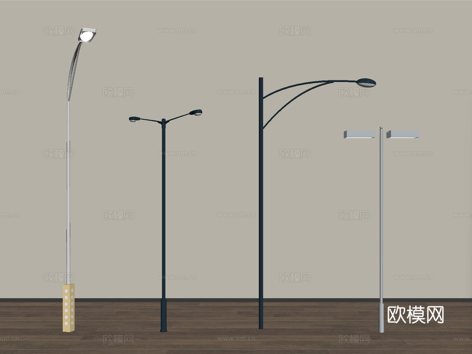 现代户外路灯 高杆灯 景观灯su模型