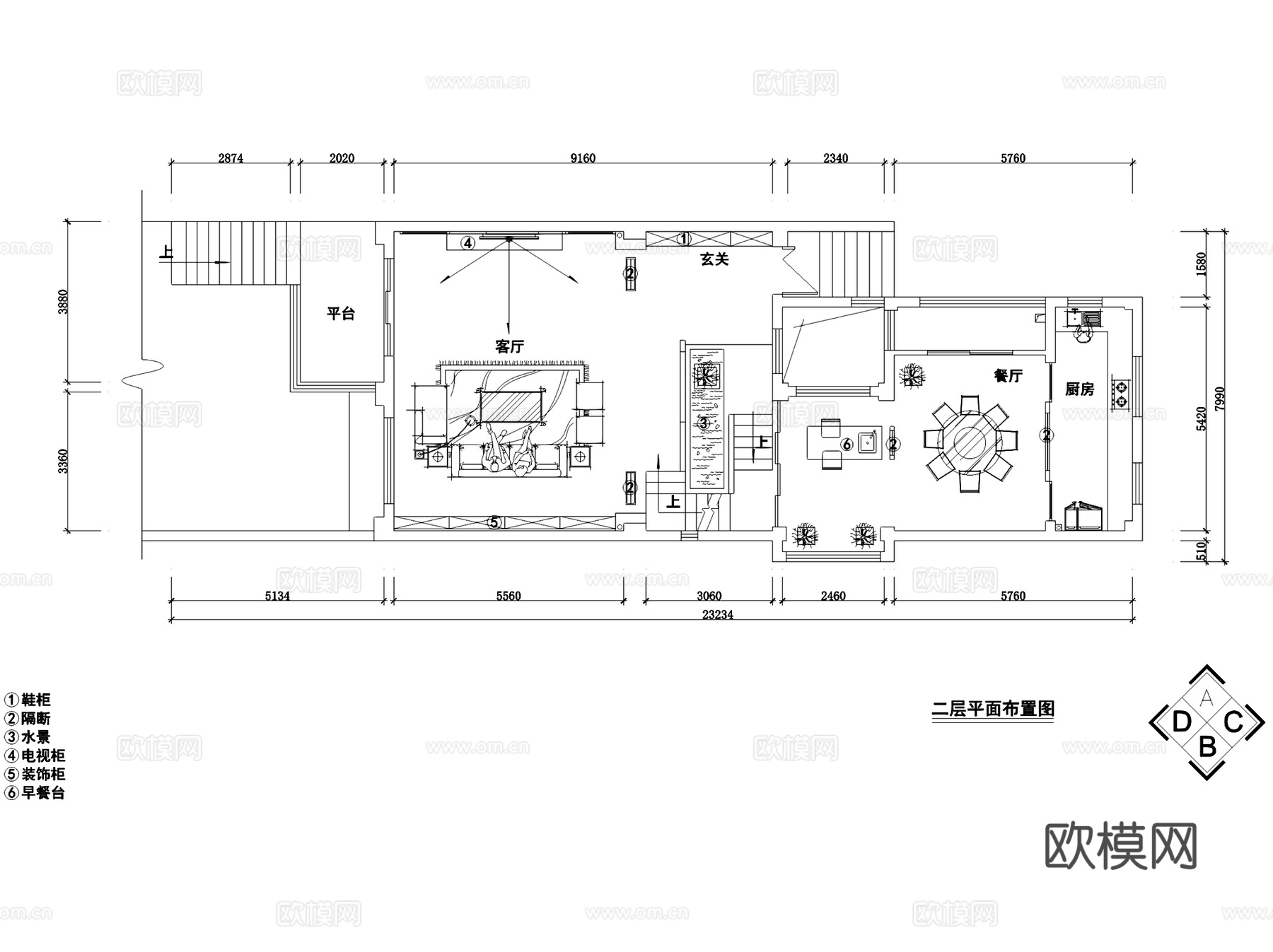 中式四层别墅室内家装CAD施工图cad施工图