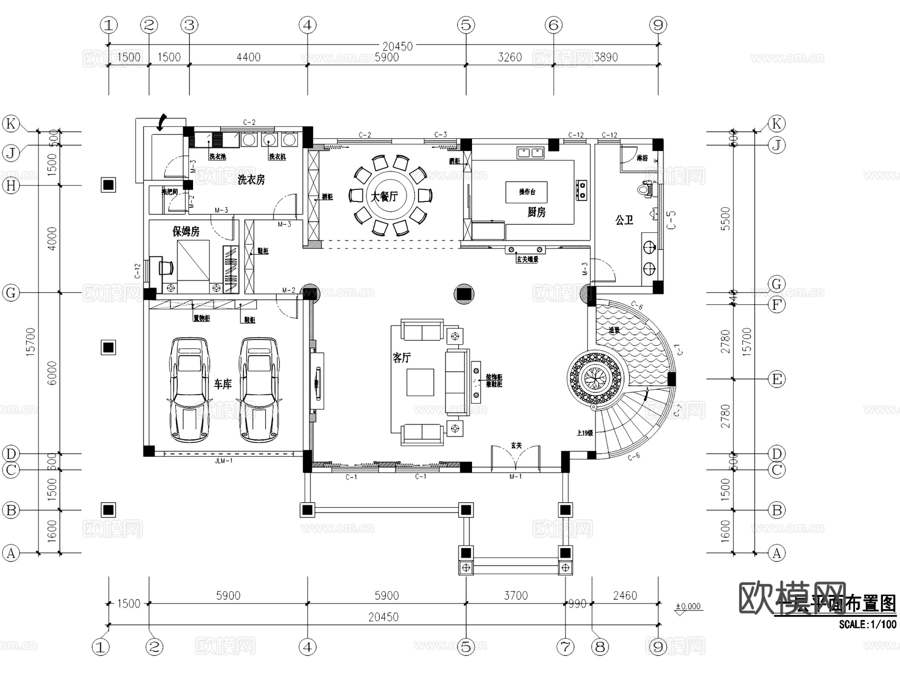 上千家欧式三层别墅室内家装CAD施工图cad施工图