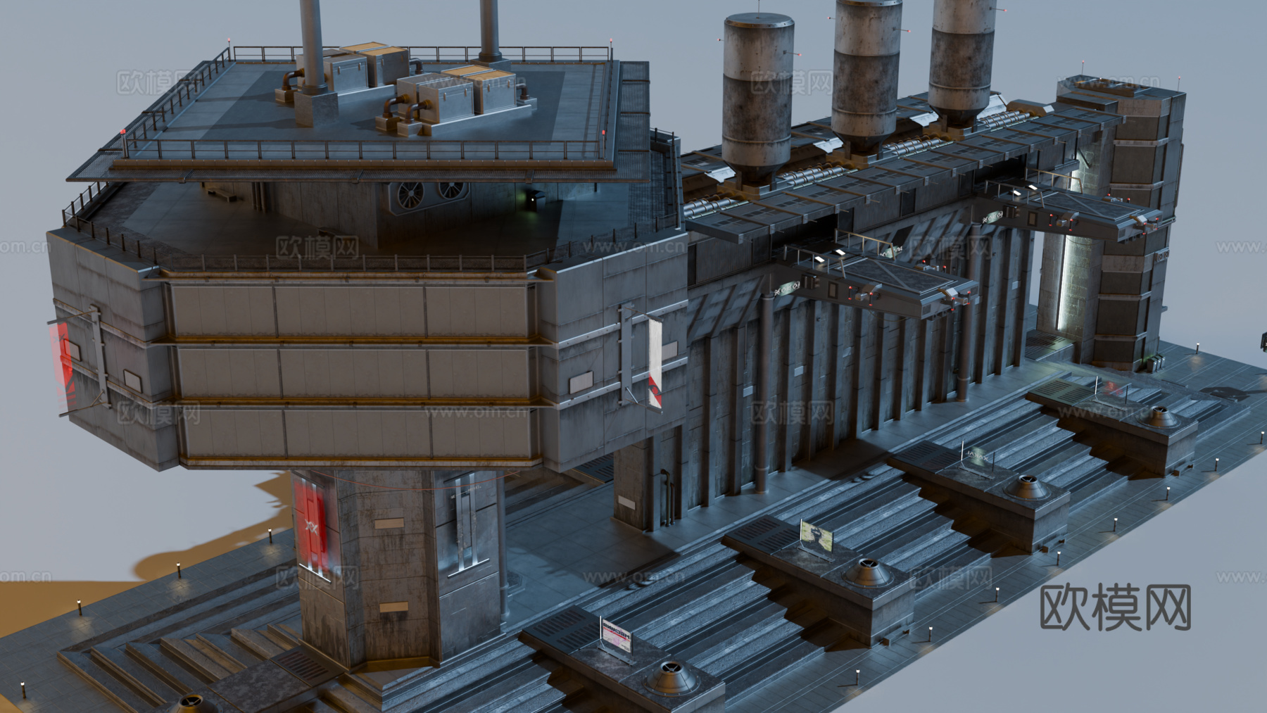 工业建筑 赛博朋克建筑 科幻建筑 城市建筑 工业城市建筑su模型