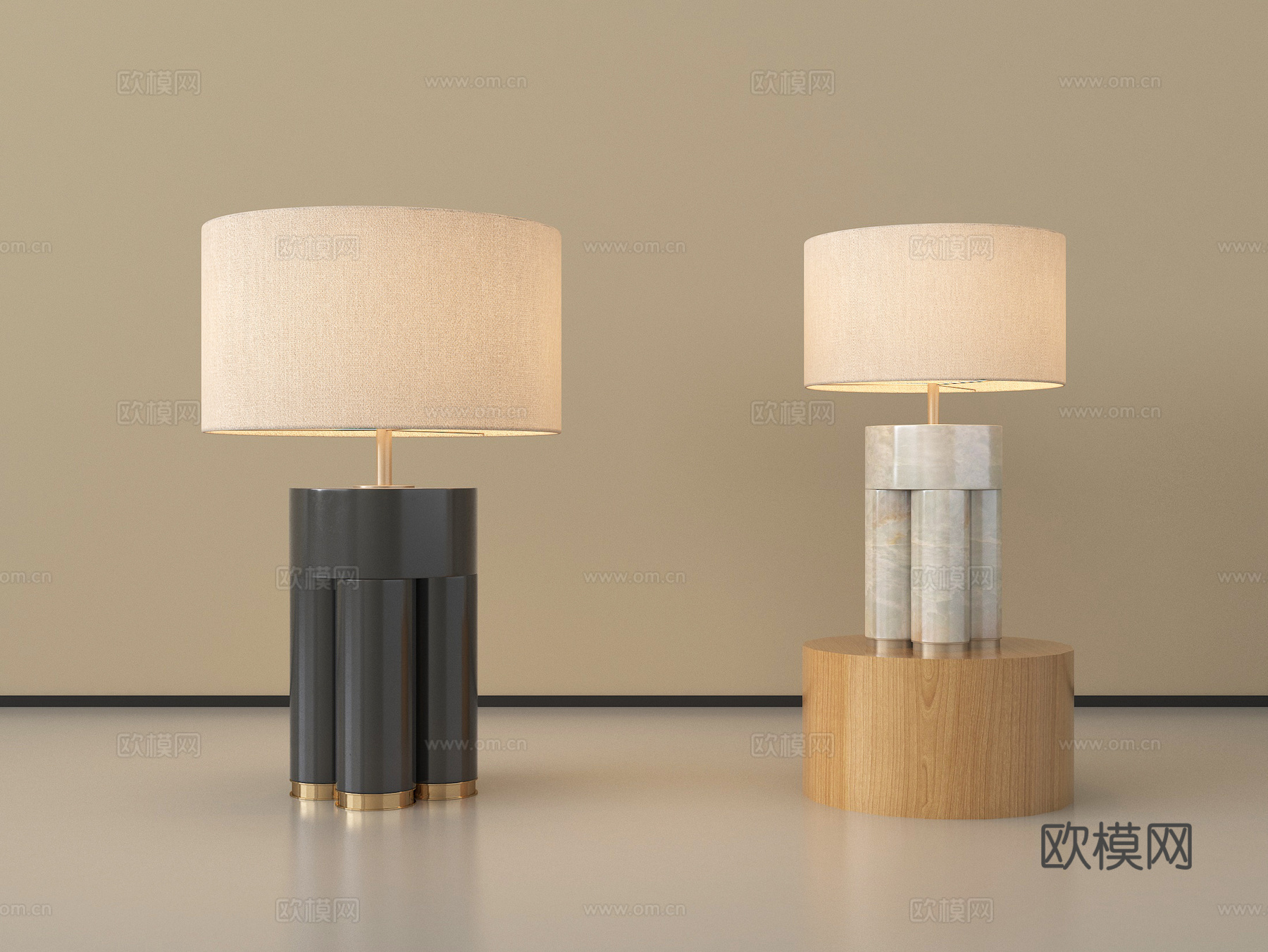 现代轻奢台灯 床头台灯 书房台灯3d模型下载