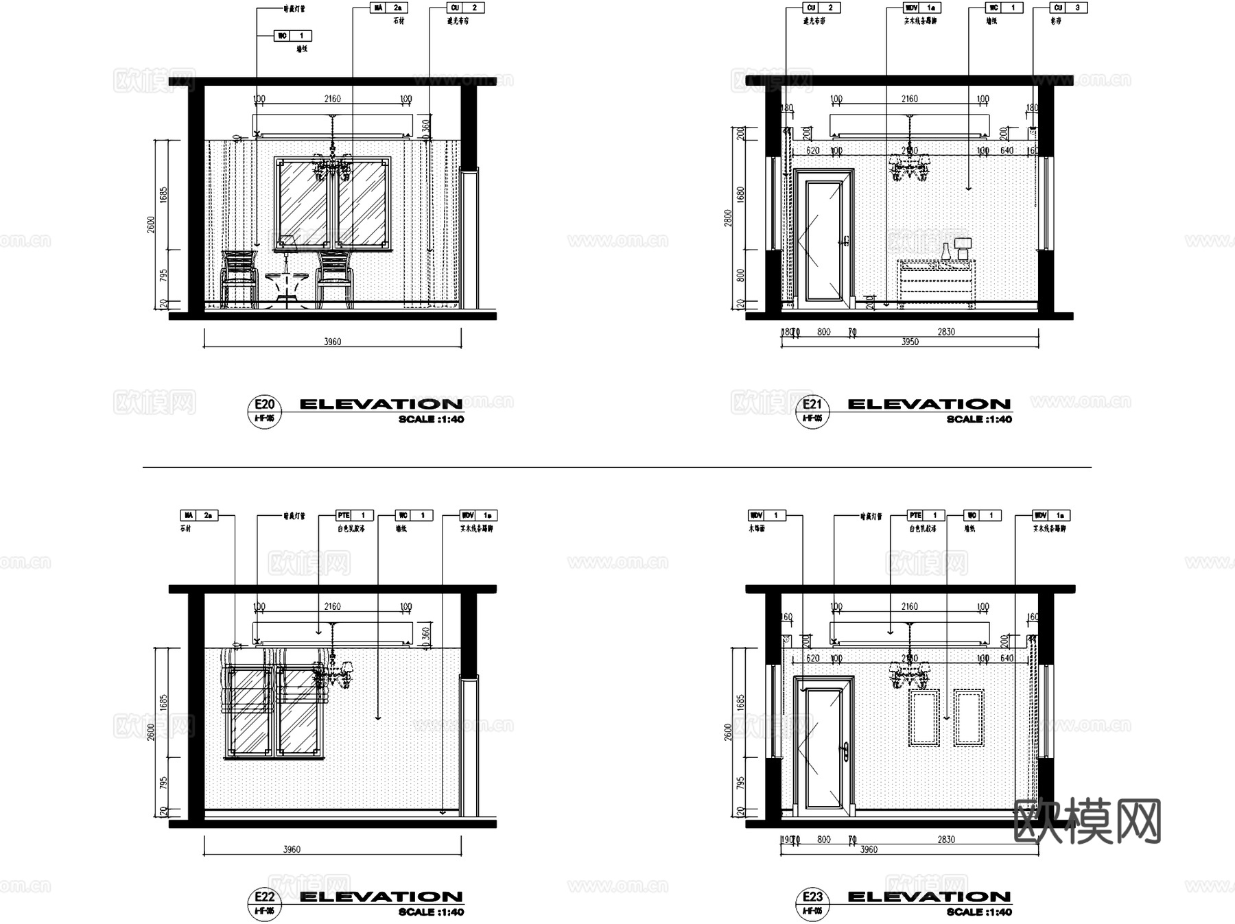 辛庄二层中式别墅室内家装CAD施工图cad施工图