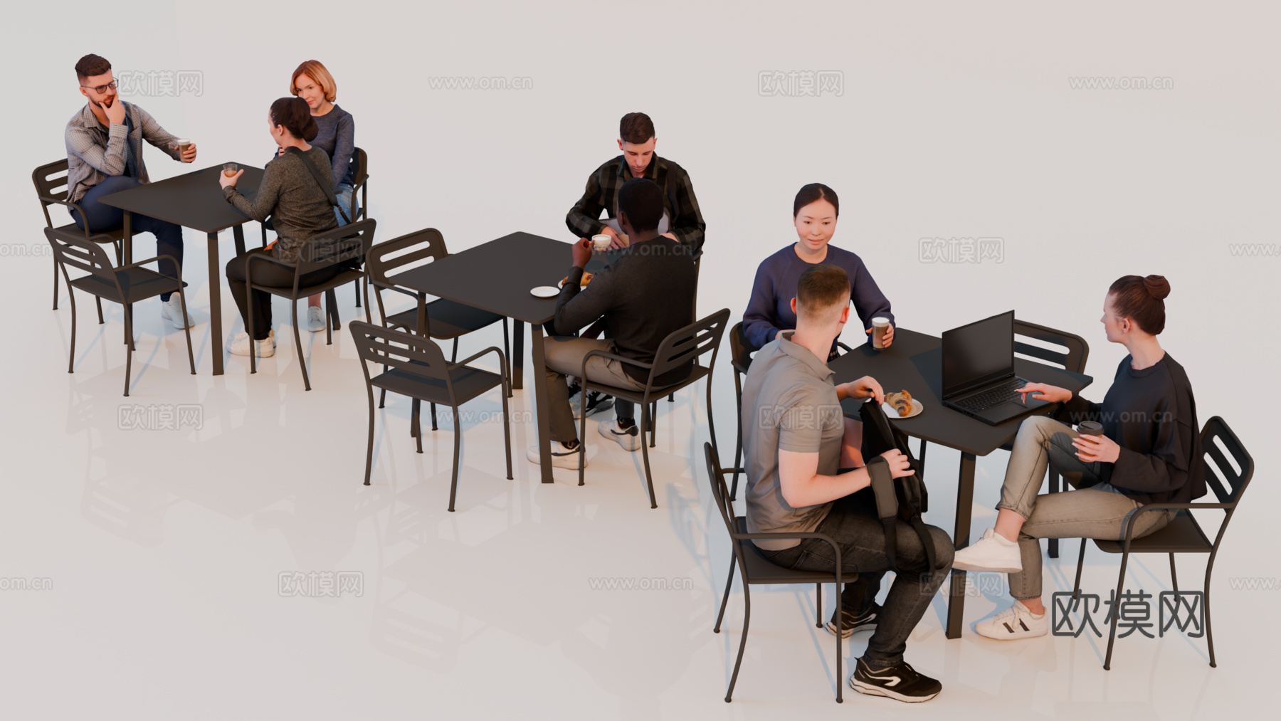 人物 多人 商务男女人物 人物组合 场景人物su模型