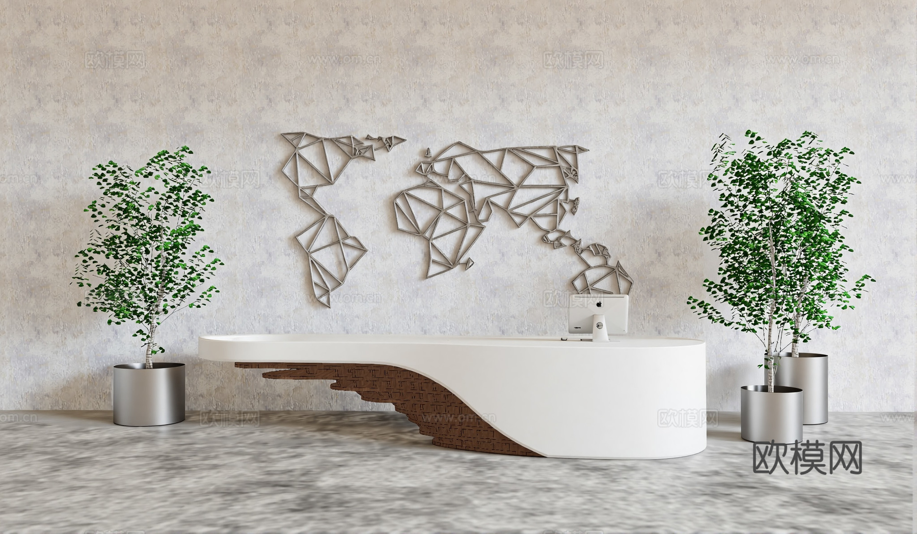 现代大堂前台su模型