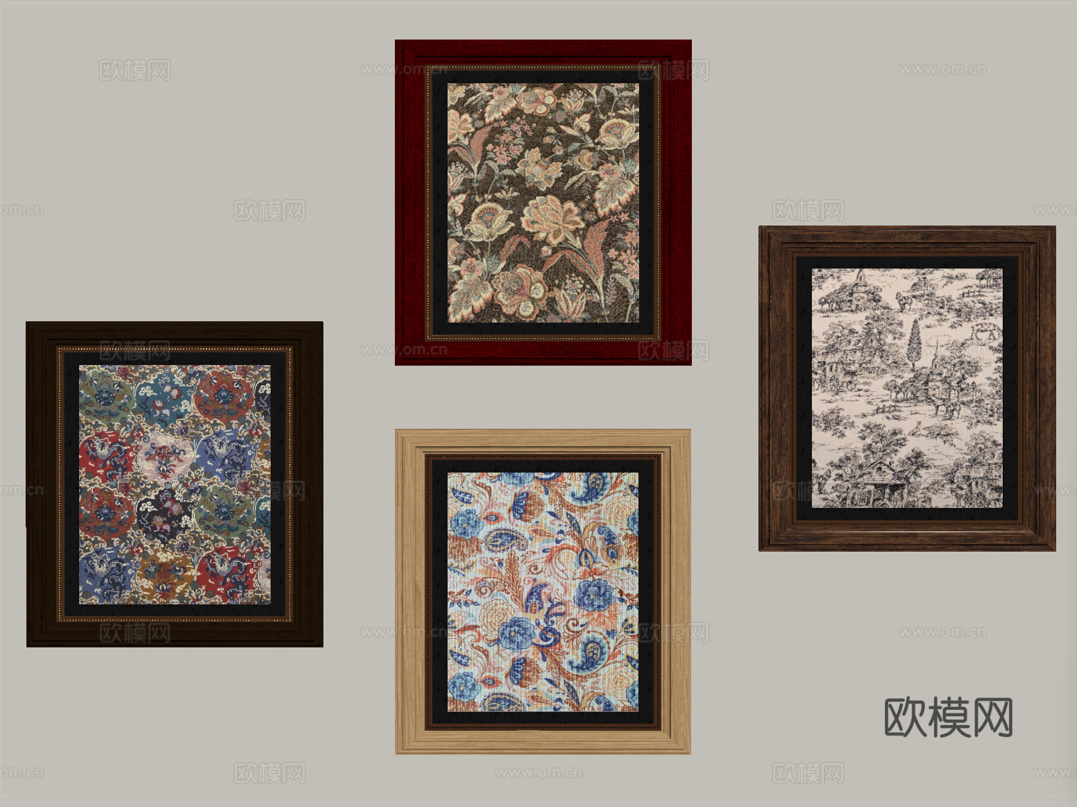 法式中古挂画 装饰画su模型