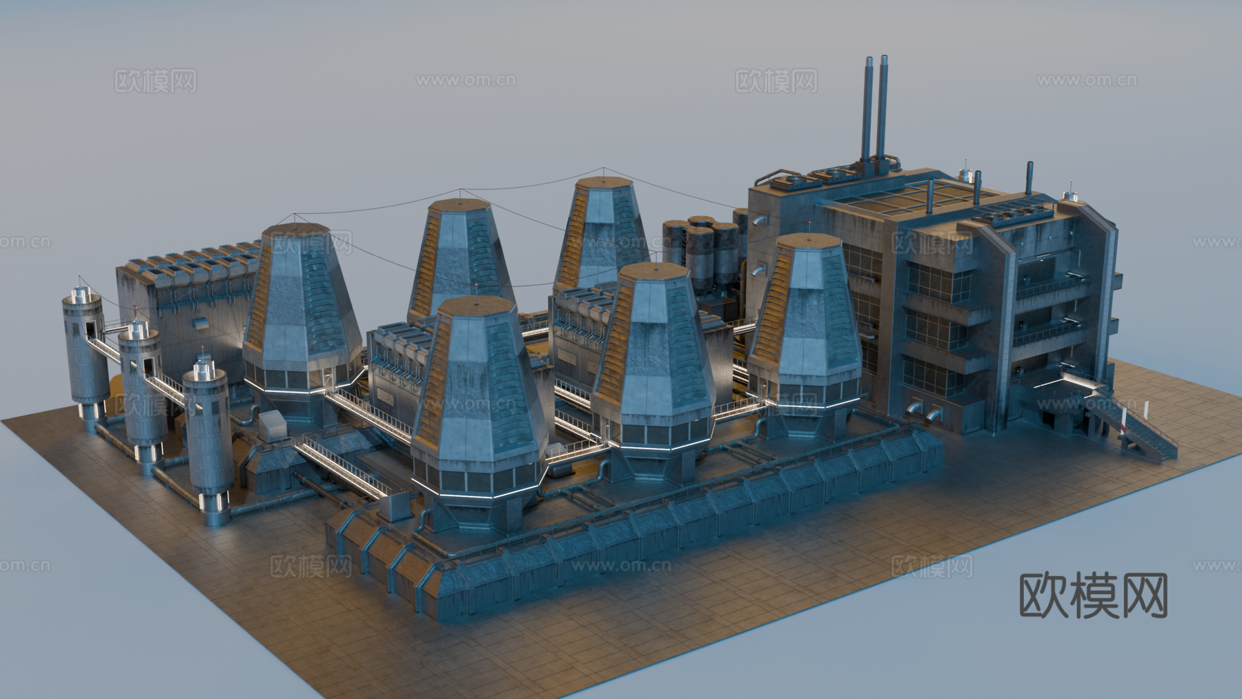 工业建筑 赛博朋克建筑 科幻建筑 城市建筑 工业城市建筑su模型