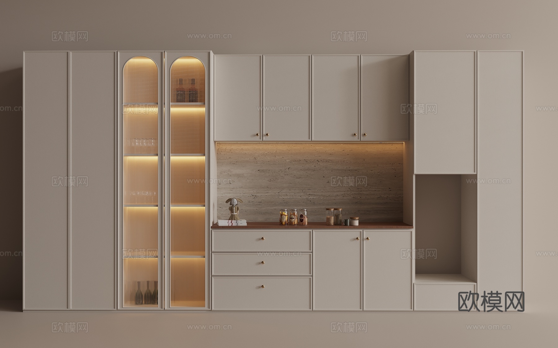 餐边柜 酒柜 柜门 饰品su模型