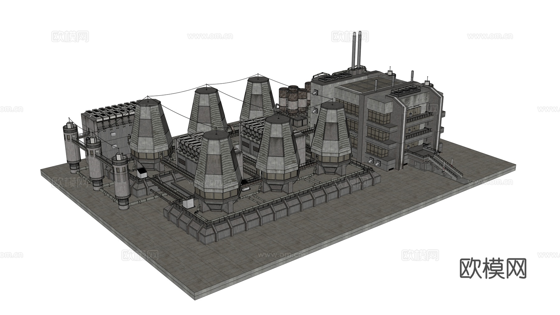 工业建筑 赛博朋克建筑 科幻建筑 城市建筑 工业城市建筑su模型