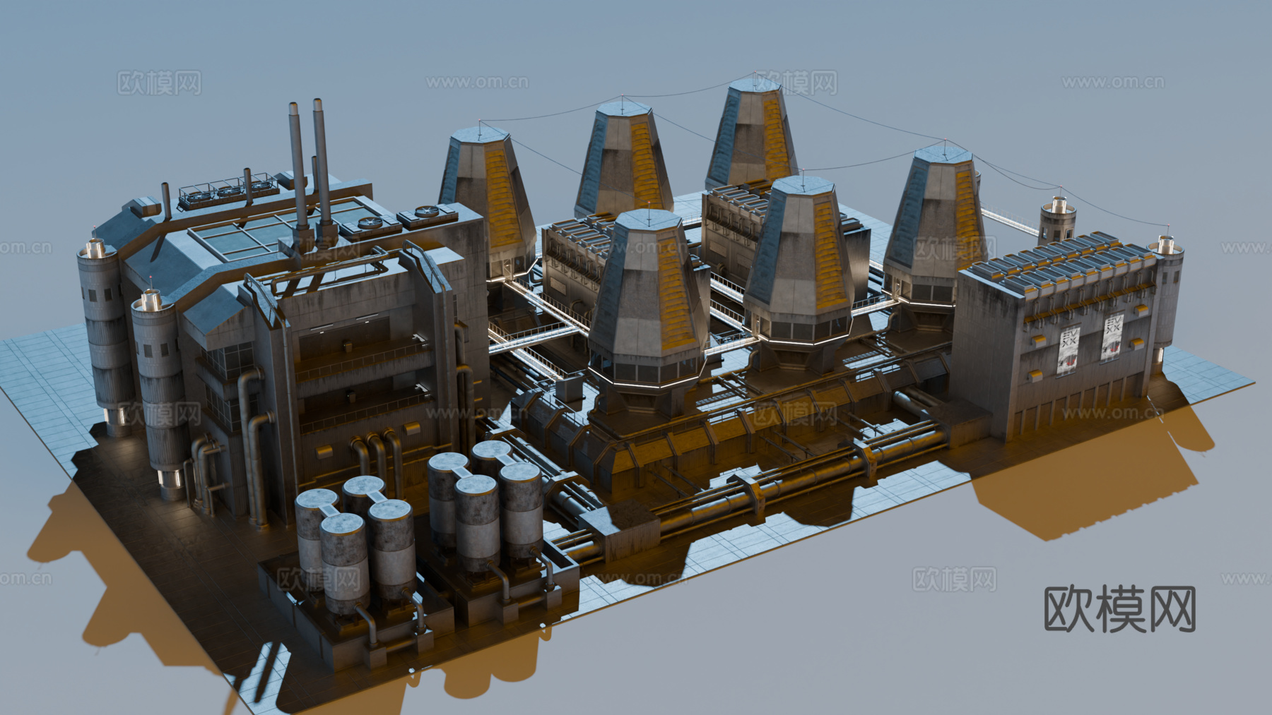 工业建筑 赛博朋克建筑 科幻建筑 城市建筑 工业城市建筑su模型
