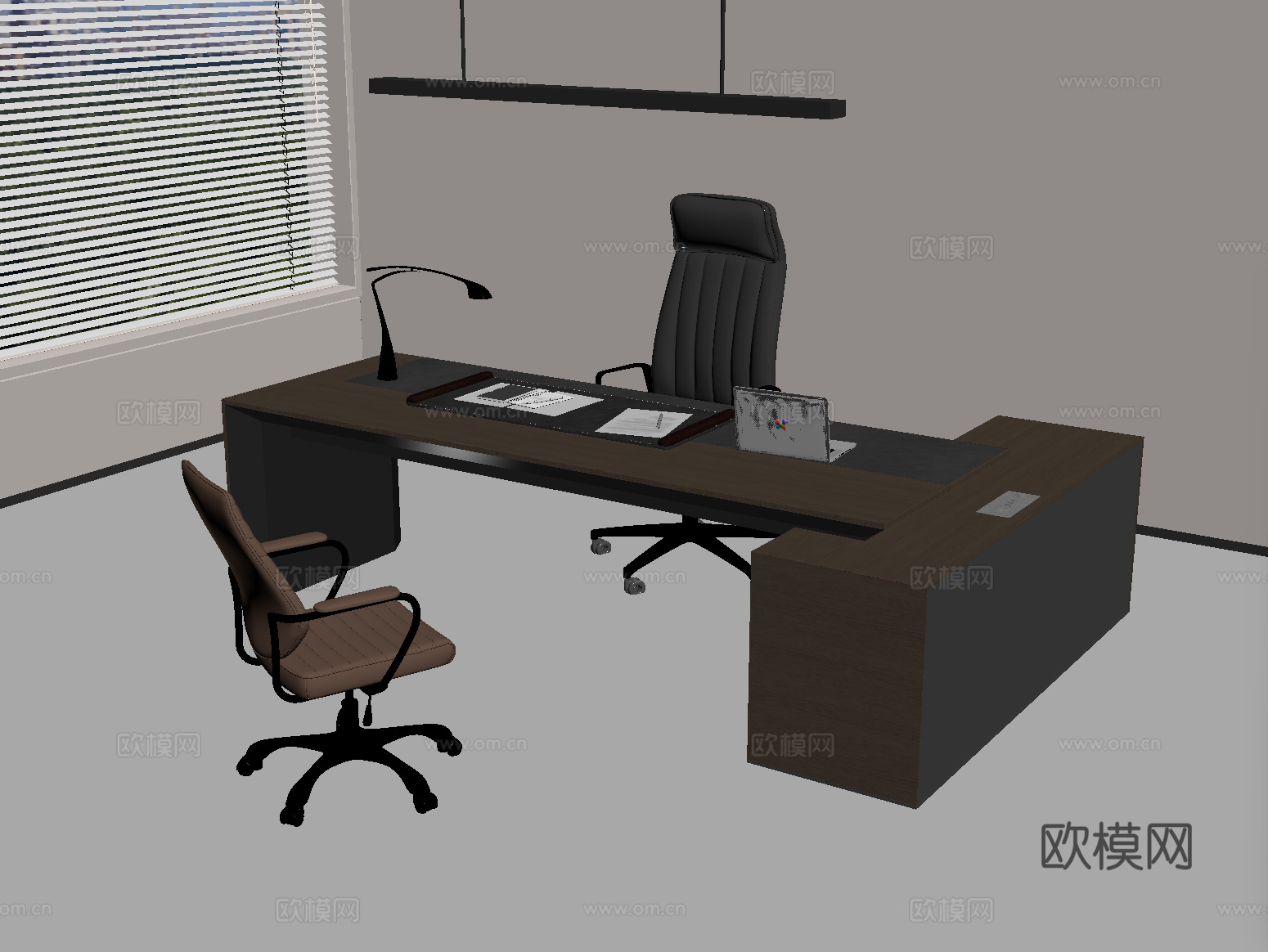 现代经理办公桌椅组合su模型