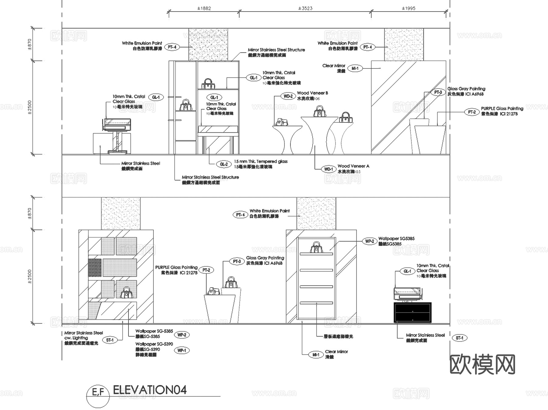 澳门新八佰伴百货女装部服装店室内工装CAD施工图cad施工图