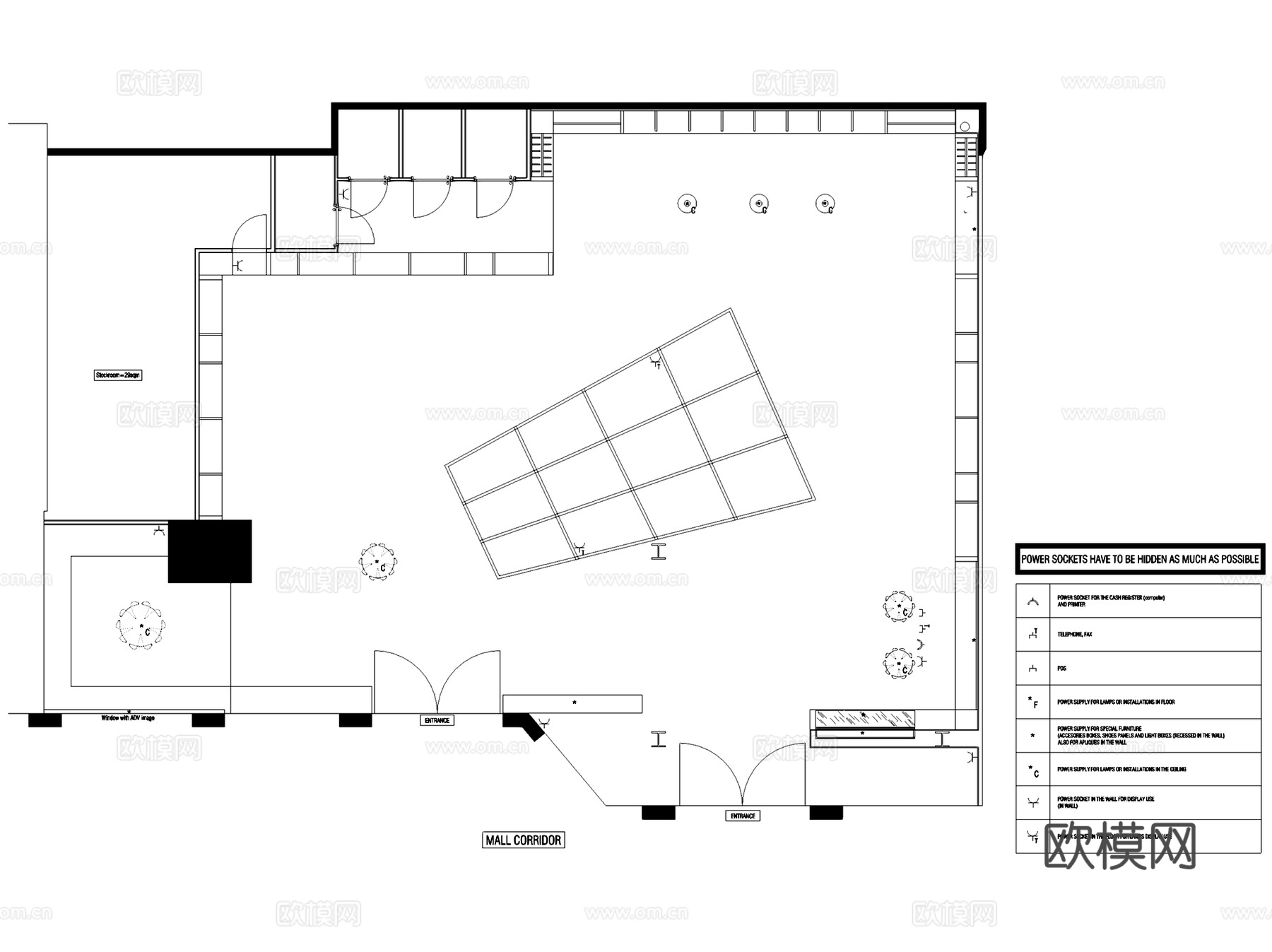 DIESEL意大利时尚品牌服装店室内工装CAD施工图cad施工图
