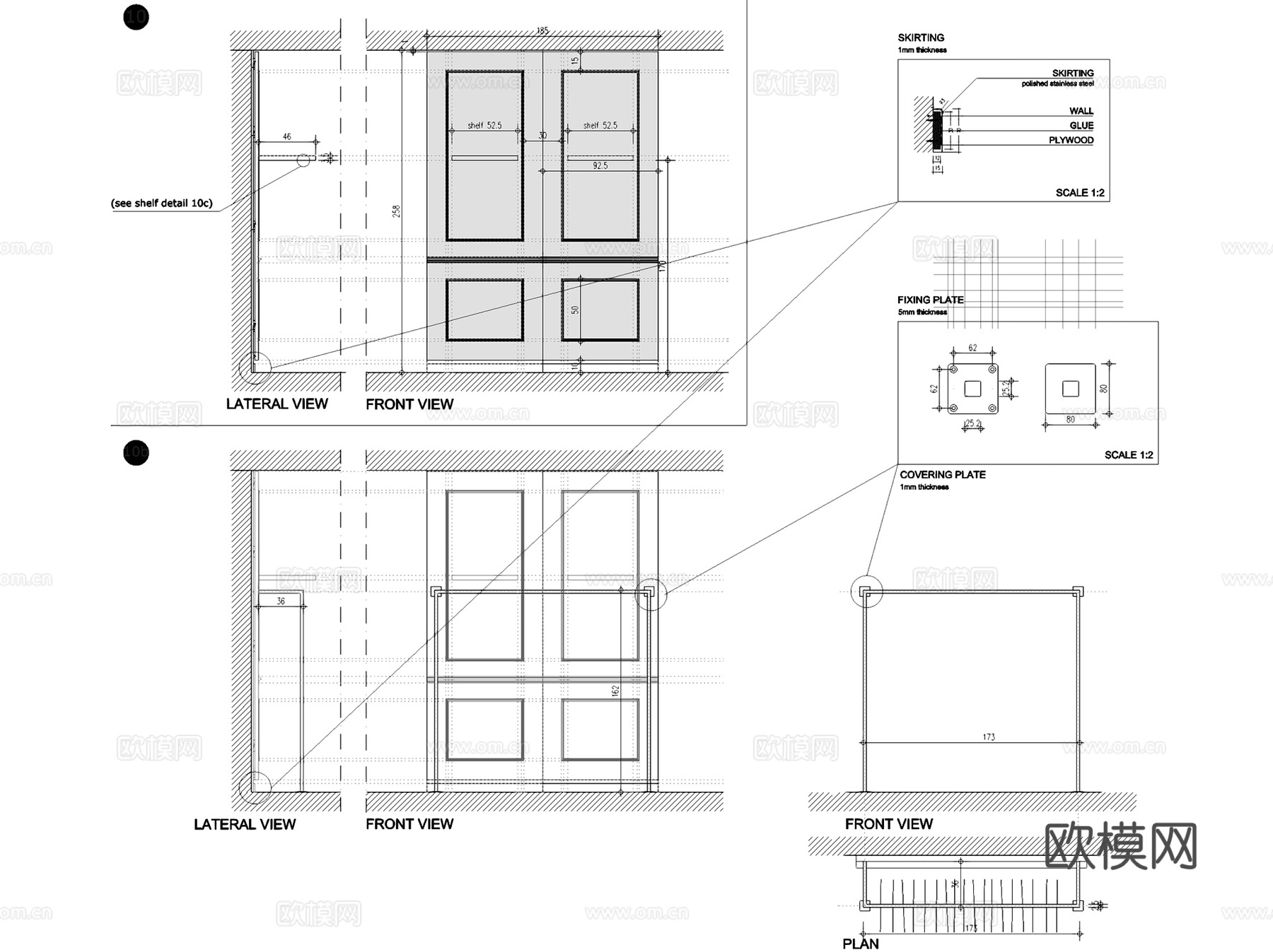 澳门新八佰伴百货PHILIPP PLEIN服装店室内工装cad施工图