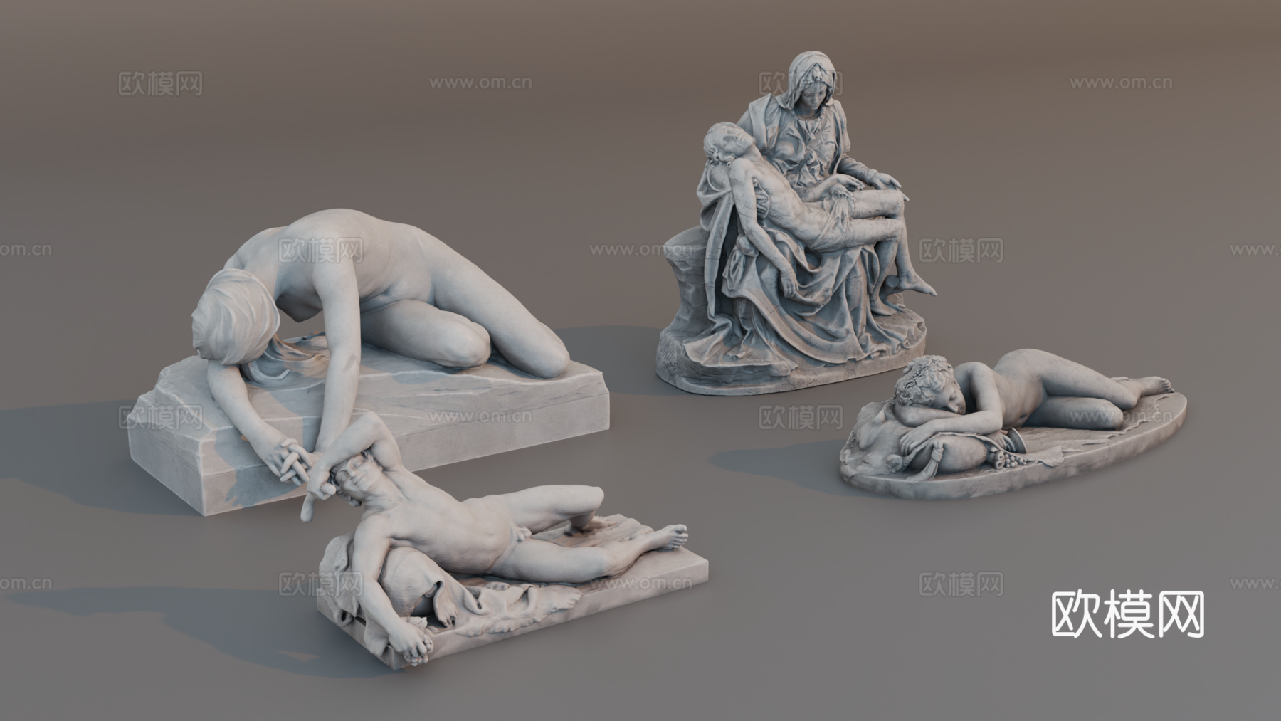 雕像 石像 欧式复古雕像 神话雕像 人物雕像su模型下载（渲染图2）