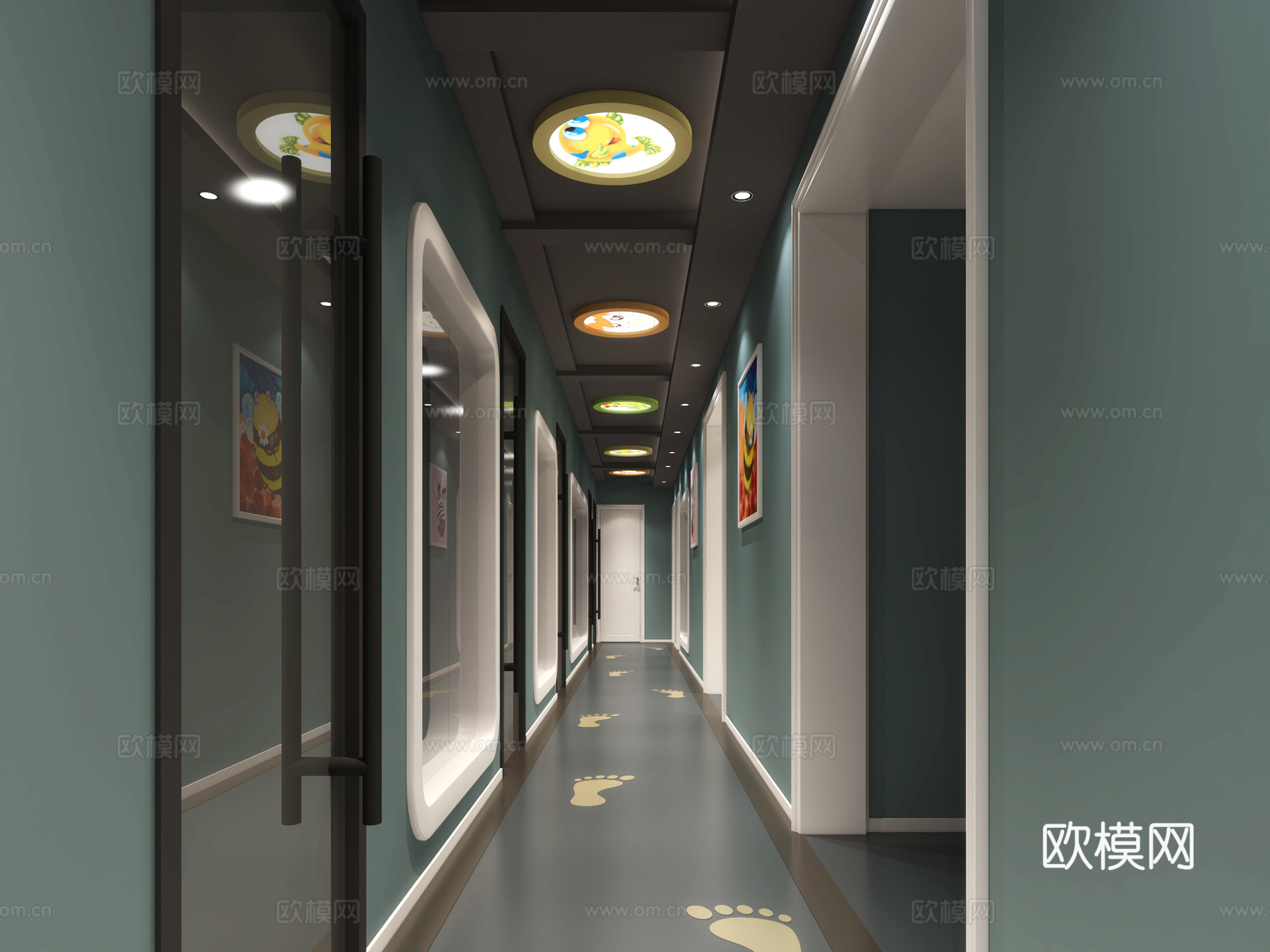 现代幼儿园 培训机构幼儿园 连锁幼儿园3d模型下载（渲染图1）