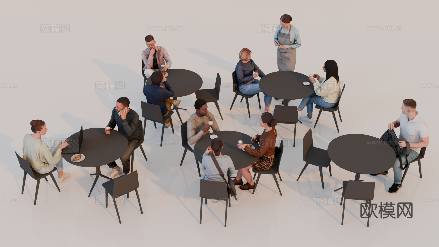 人物 多人 商务男女人物 人物组合 场景人物su模型