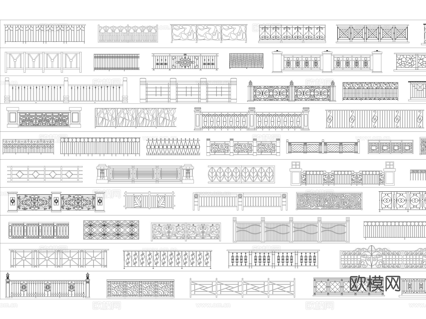 2026年最新超全铁艺栏杆护栏围栏CAD图库cad施工图