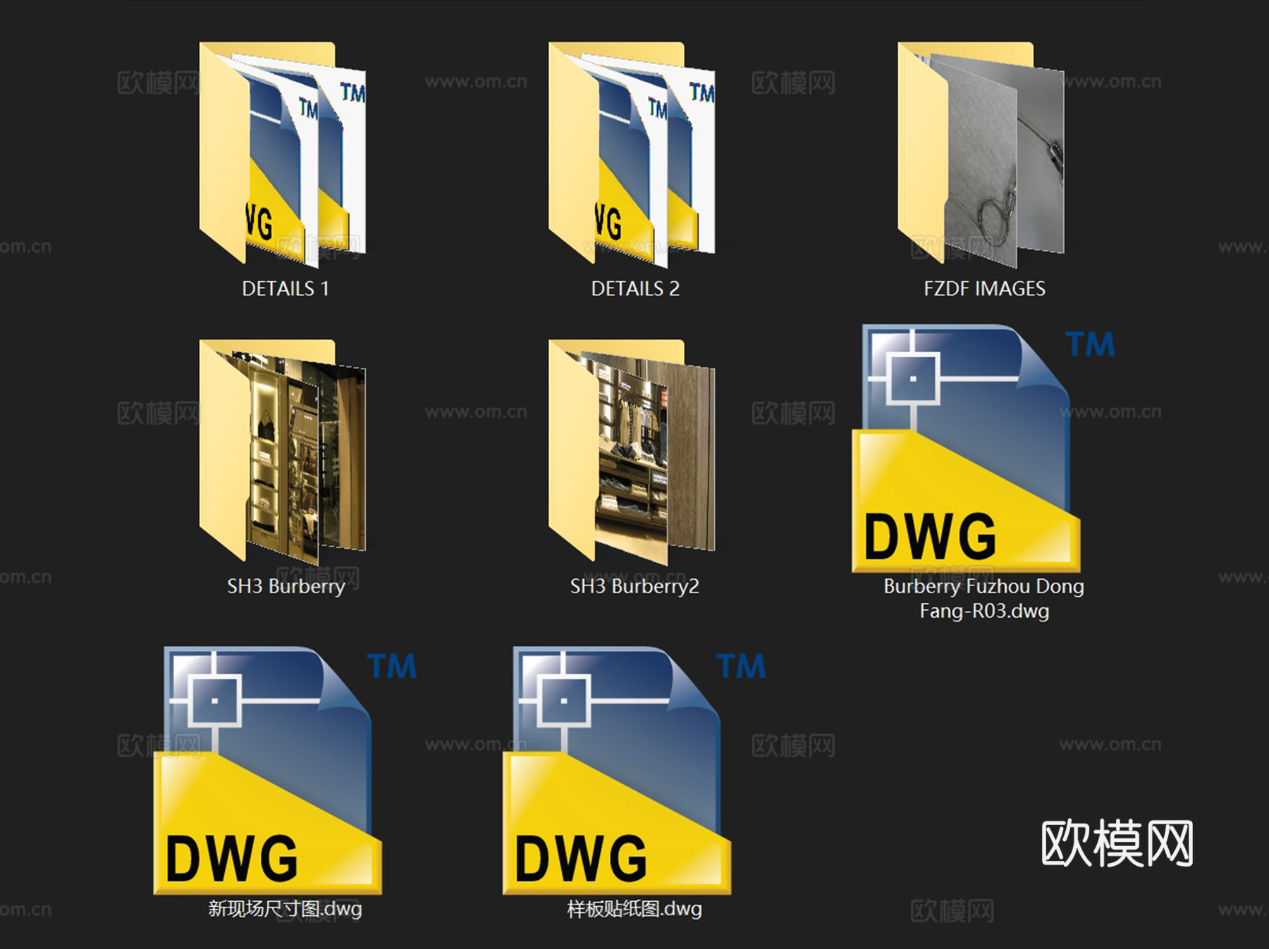 巴宝莉BURBERRY福州东方店服装店室内工装CAD施工图cad施工图