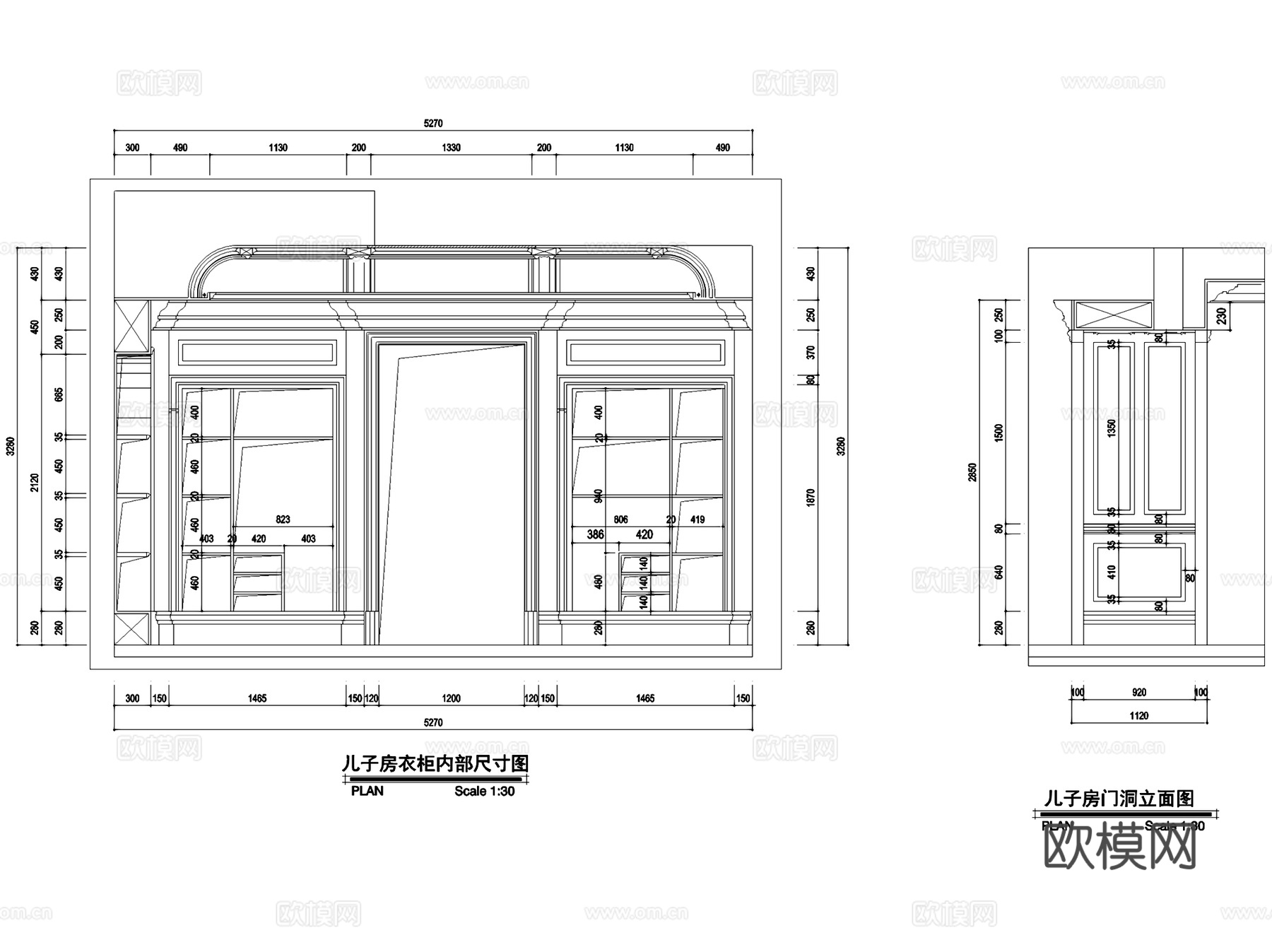 欧式儿子房卧室室内家装CAD施工图cad施工图