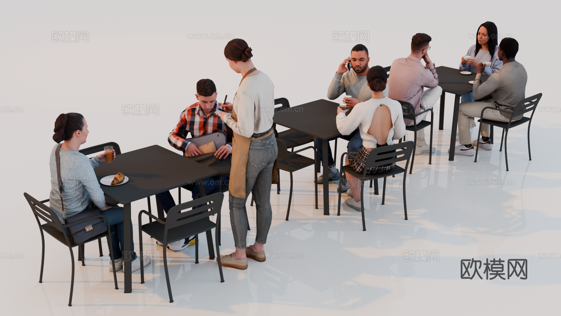 人物 多人 商务男女人物 人物组合 场景人物su模型