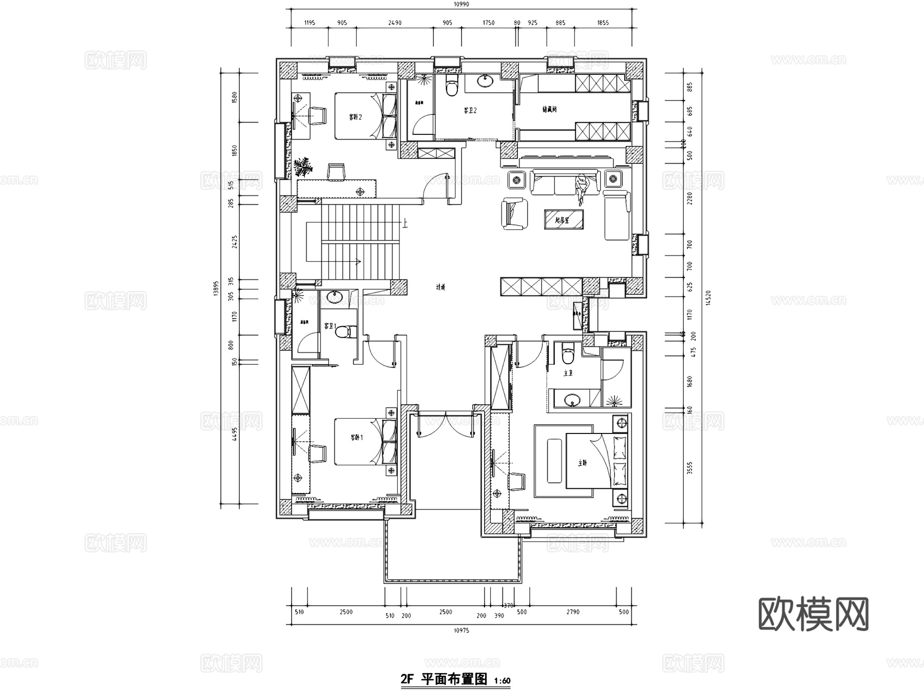 山西中式三层别墅室内家装CAD施工图cad施工图