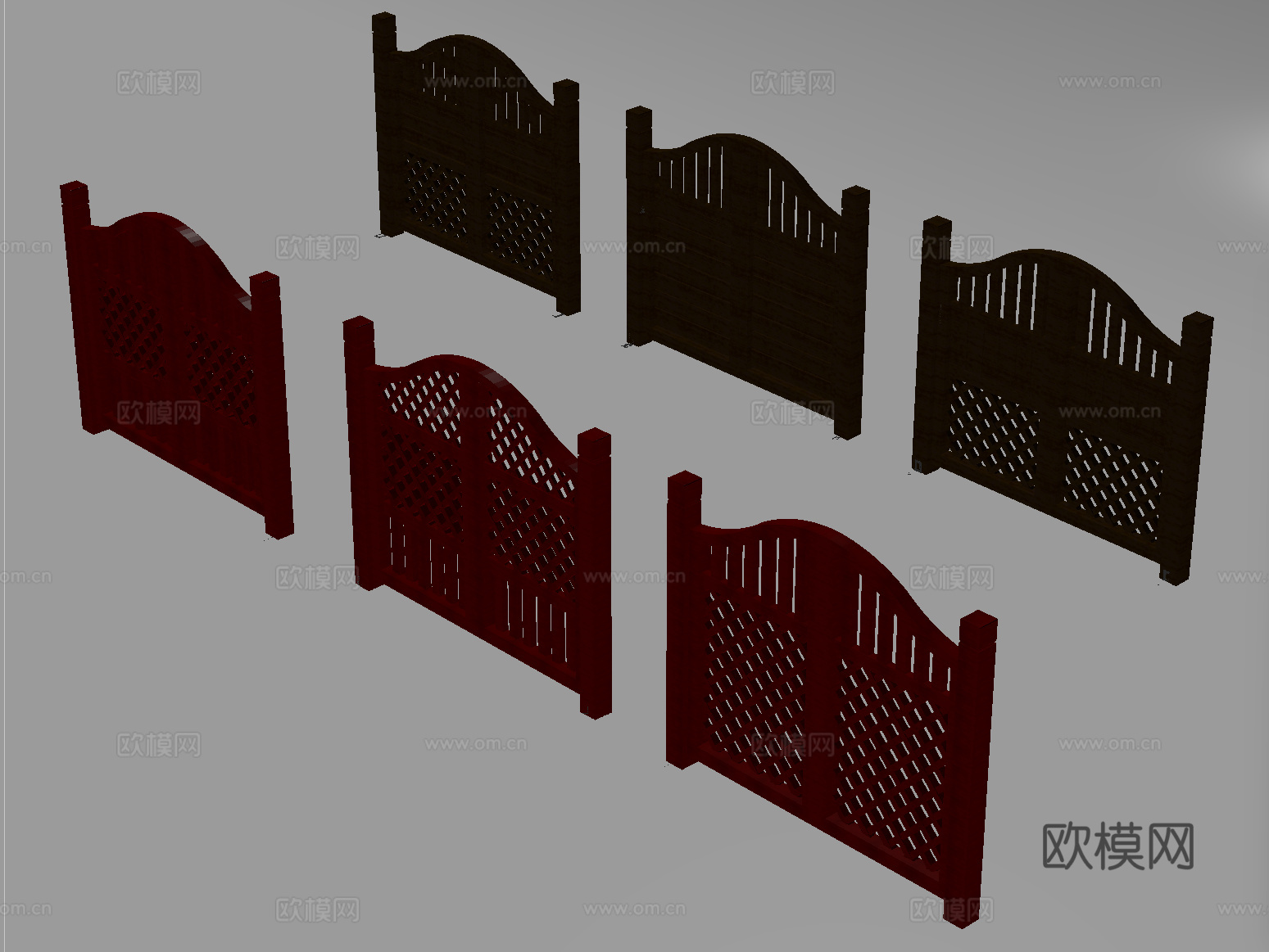 新中式庭院门 格栅门 木栅栏 围栏su模型