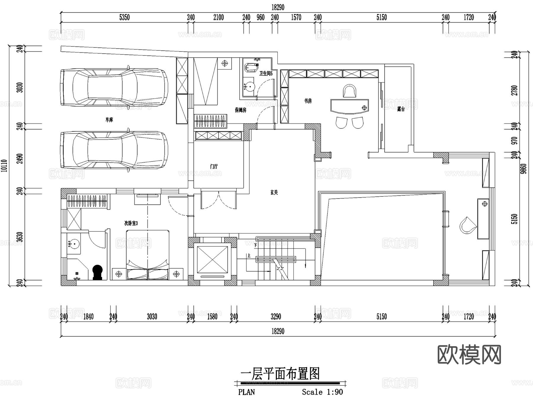 欧式五层别墅(地下两层)室内家装CAD施工图cad施工图