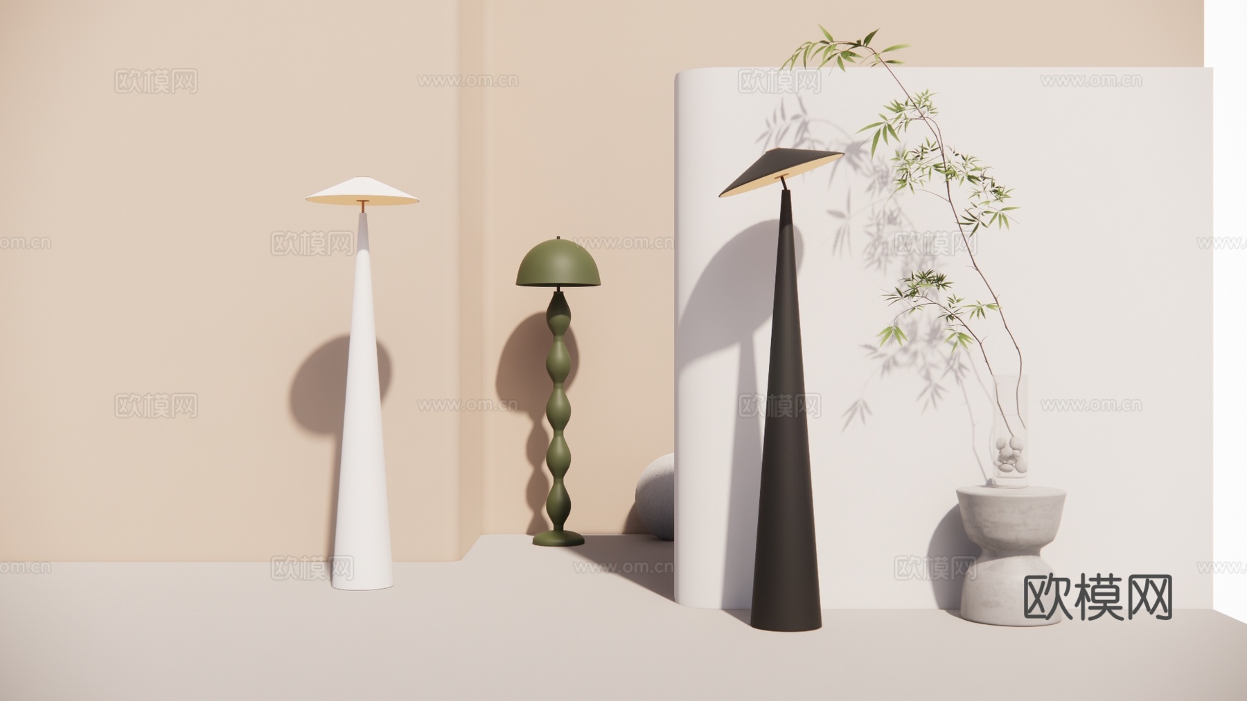 摆件 架子 桌子 灯具 书籍su模型