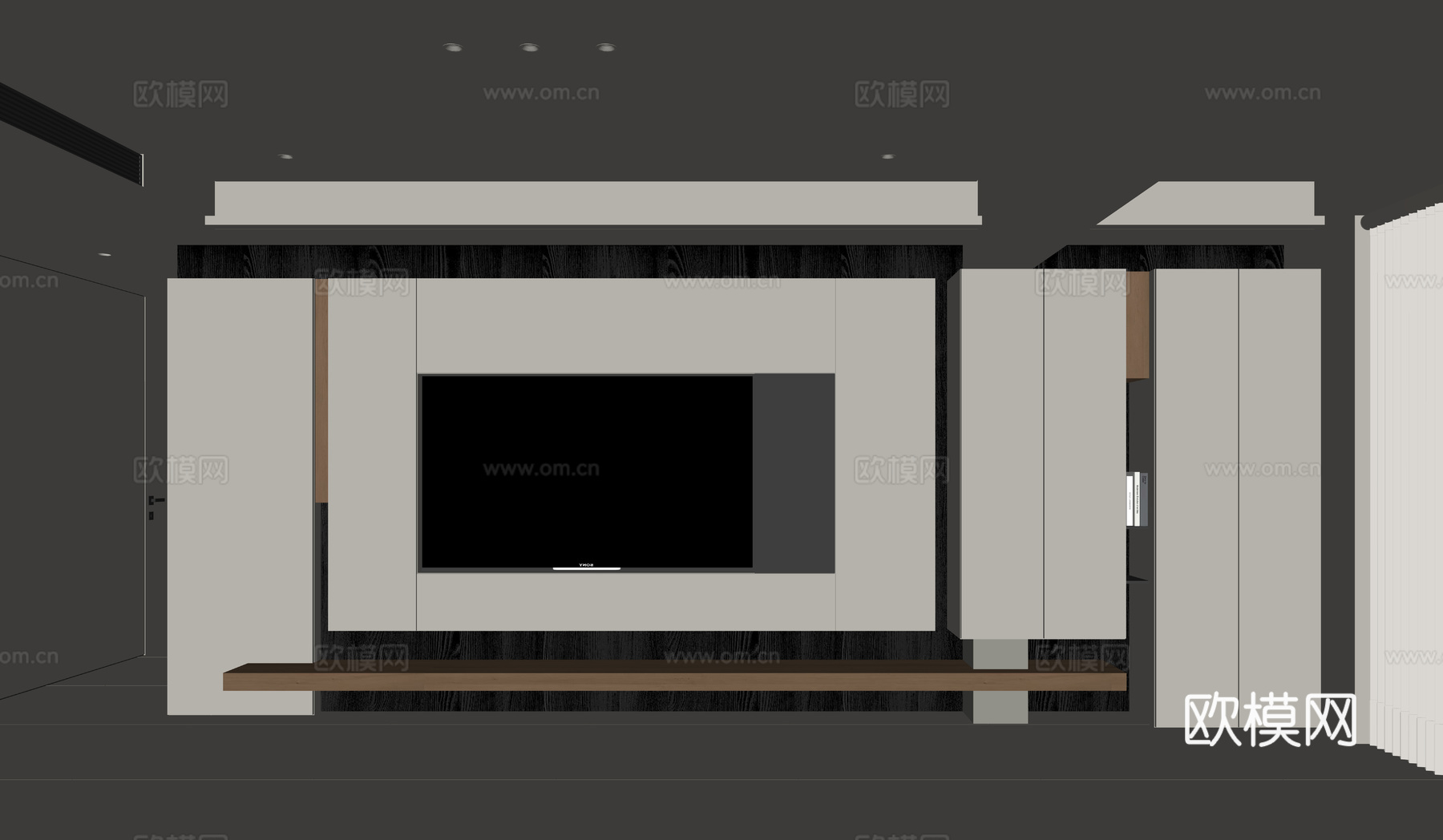 现代电视背景墙su模型下载（渲染图2）