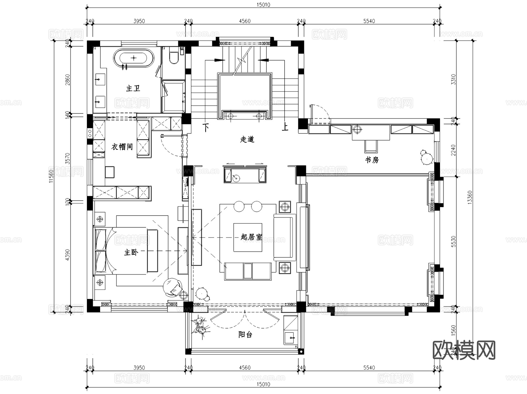 萧山党湾中式四层别墅室内家装CAD施工图cad施工图