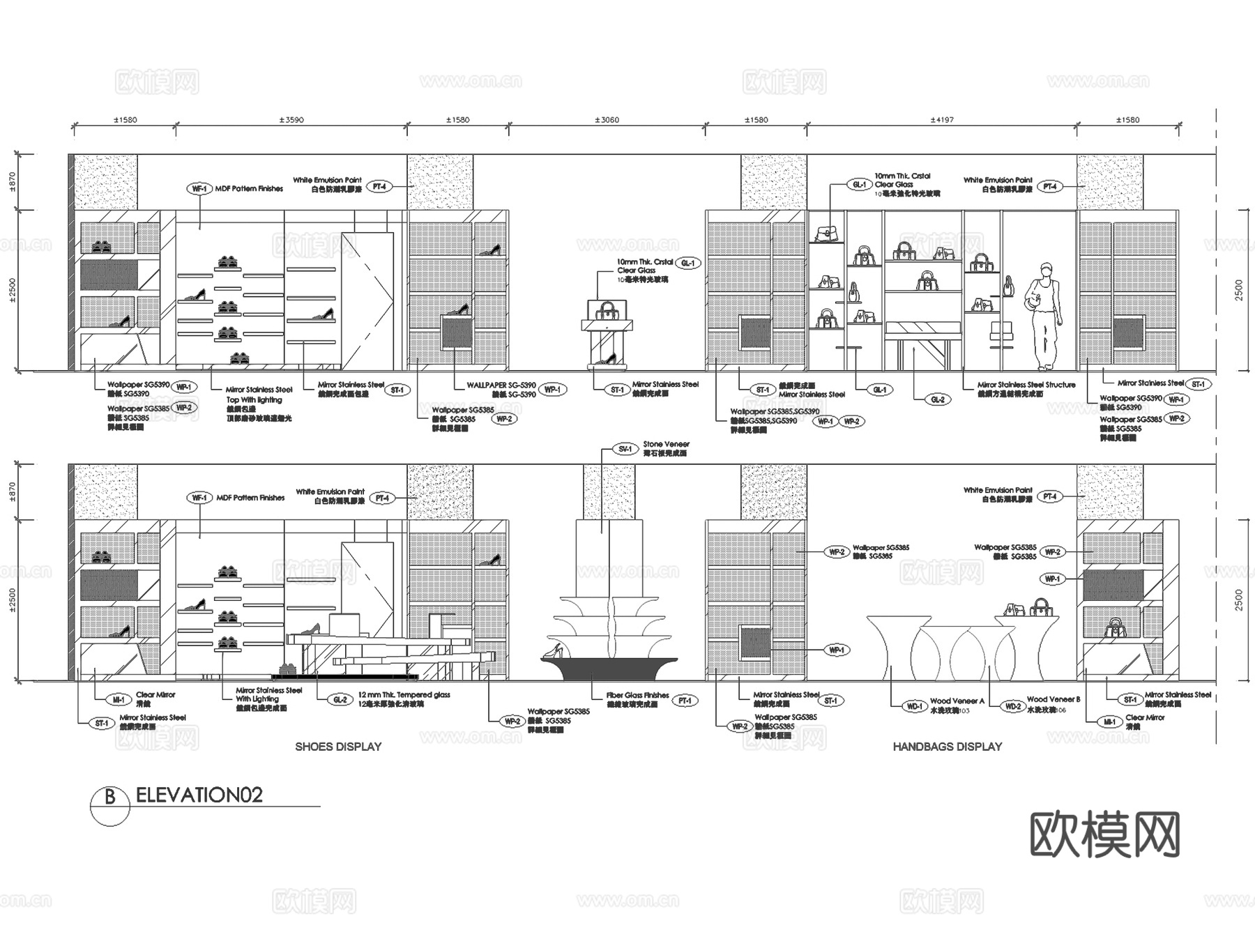 澳门新八佰伴百货女装部服装店室内工装CAD施工图cad施工图