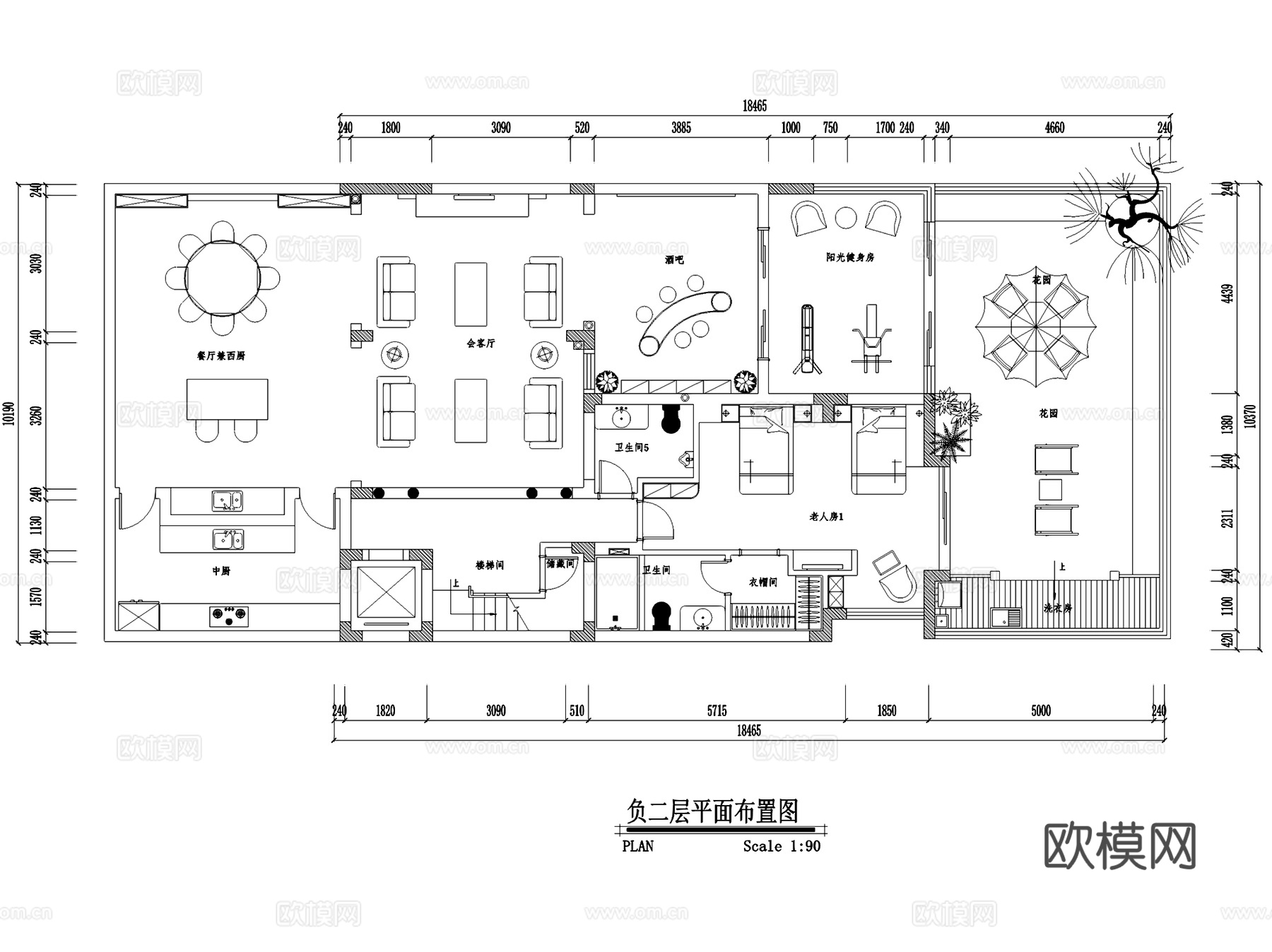 欧式五层别墅(地下两层)室内家装CAD施工图cad施工图
