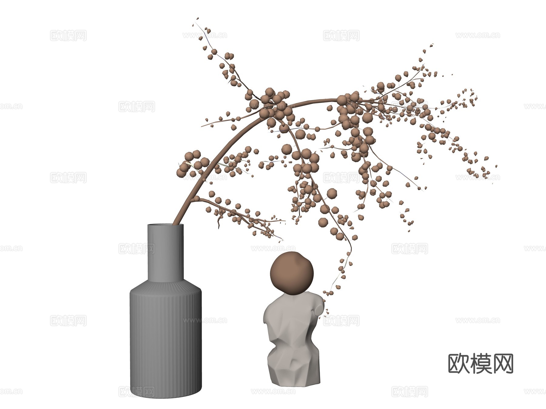 现代植物摆件su模型