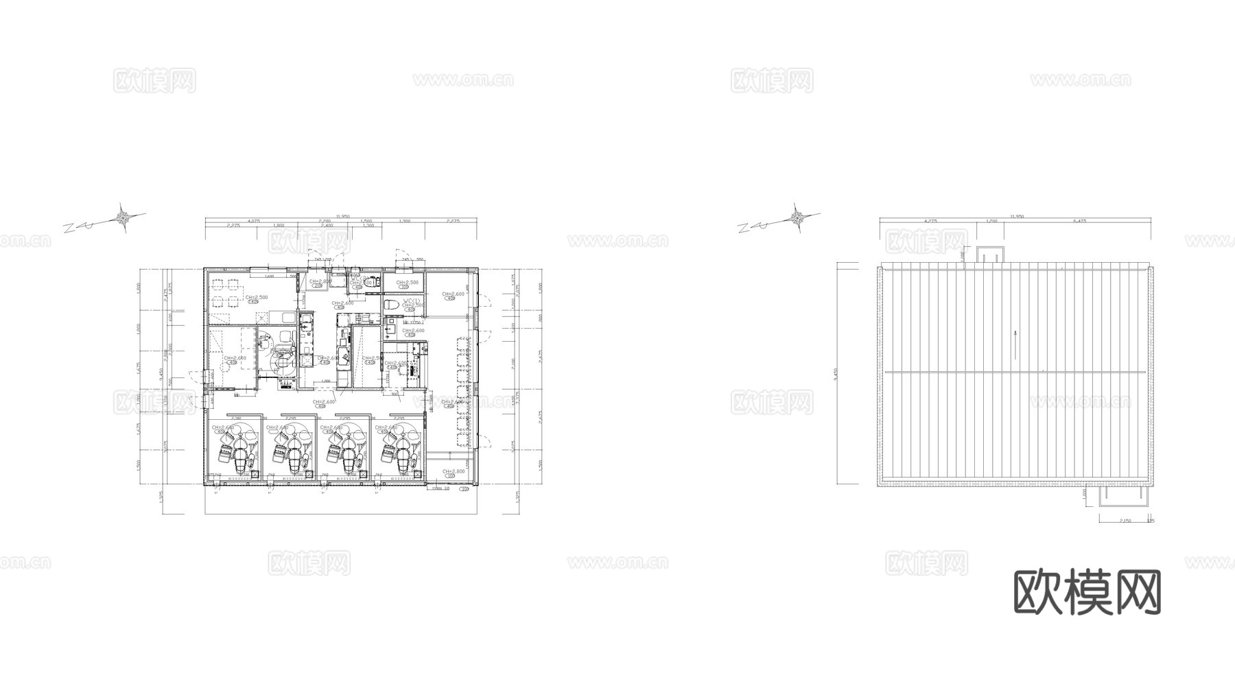 牙科诊所平面图cad施工图下载