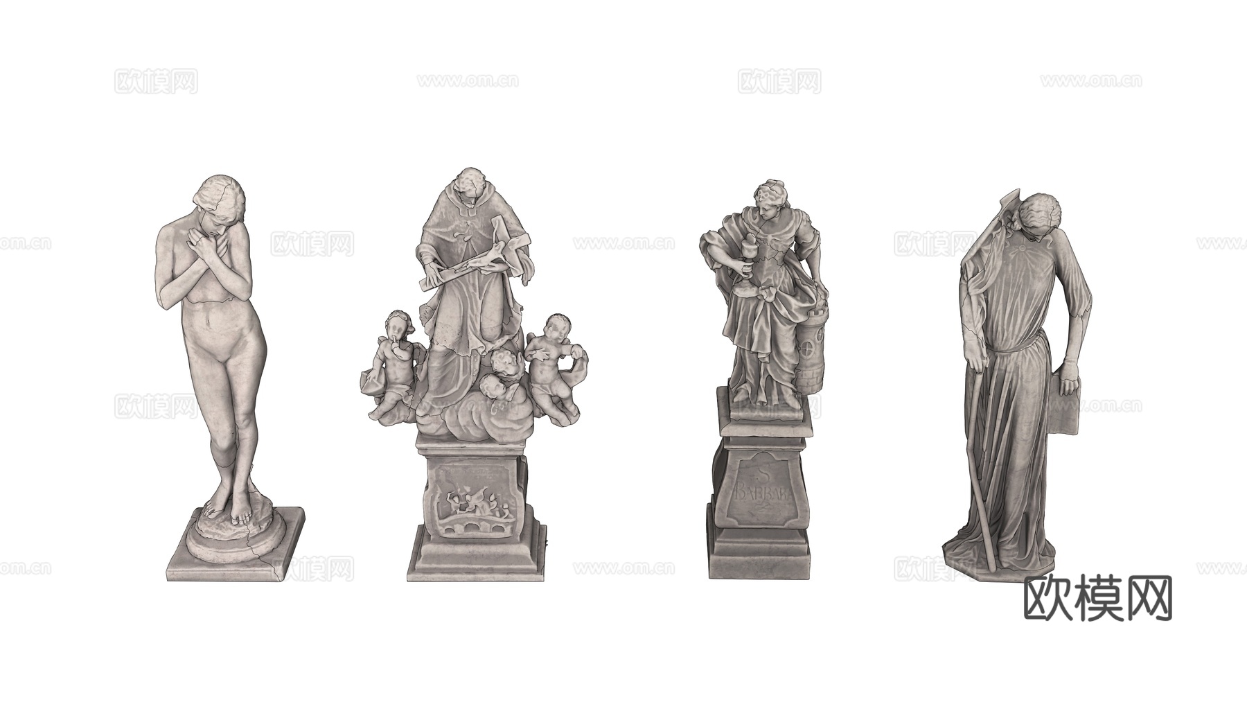 雕像 石像 欧式复古雕像 神话雕像 人物雕像su模型