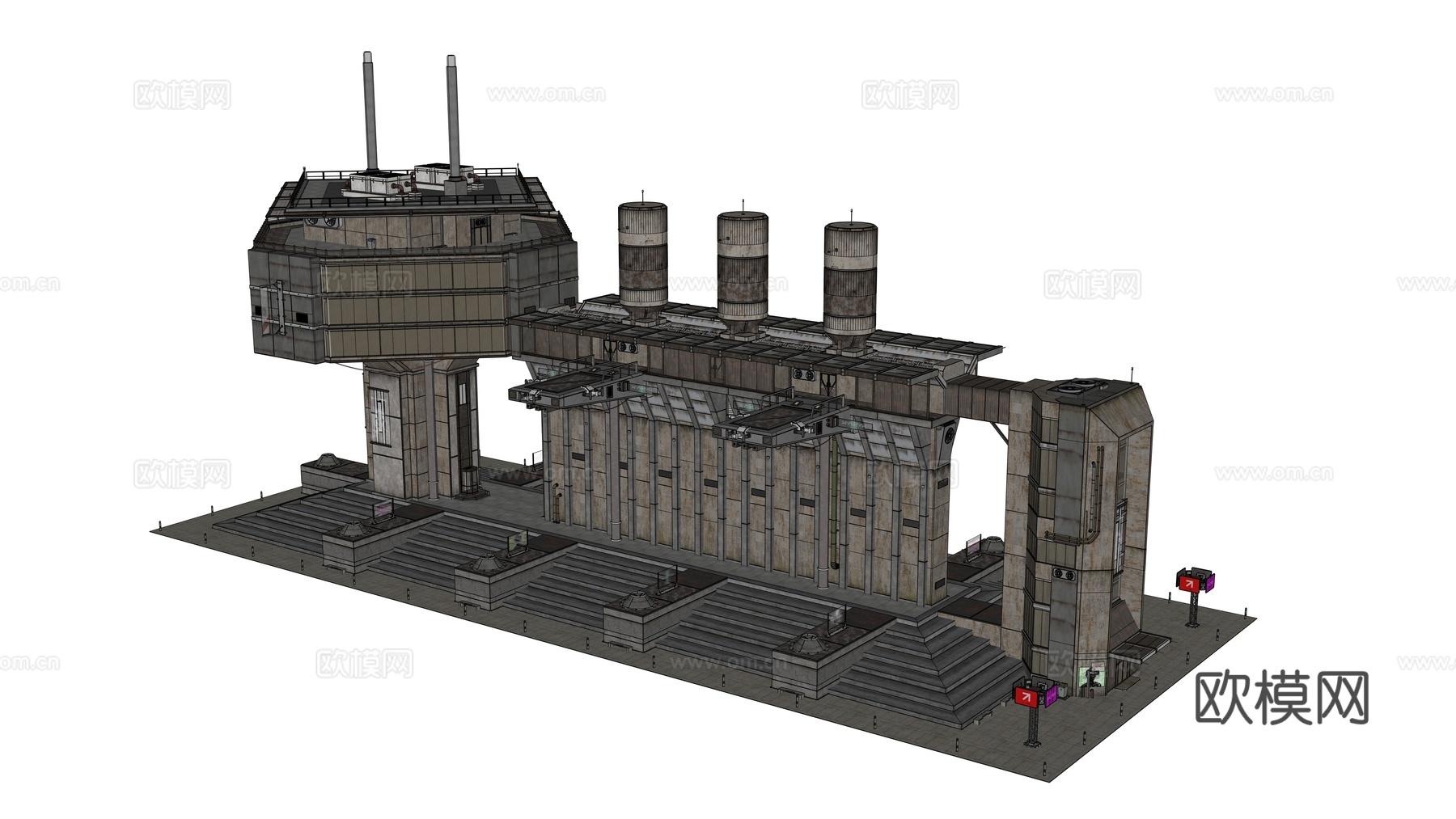工业建筑 赛博朋克建筑 科幻建筑 城市建筑 工业城市建筑su模型